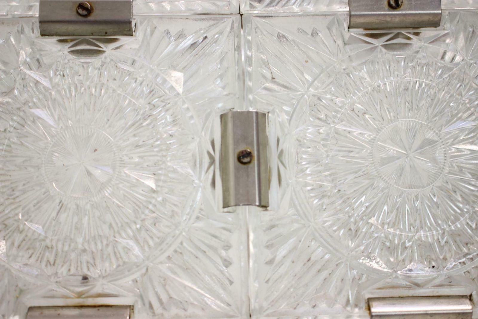 Mid Century Square Clear Glass Pendant By Kamenicky Senov, 1960's photo for sale