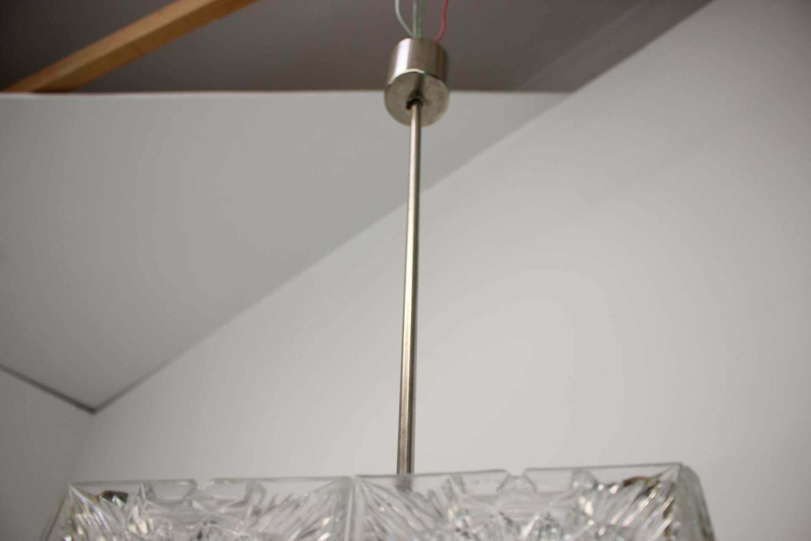 Mid Century Square Clear Glass Pendant By Kamenicky Senov, 1960's photo Lighting