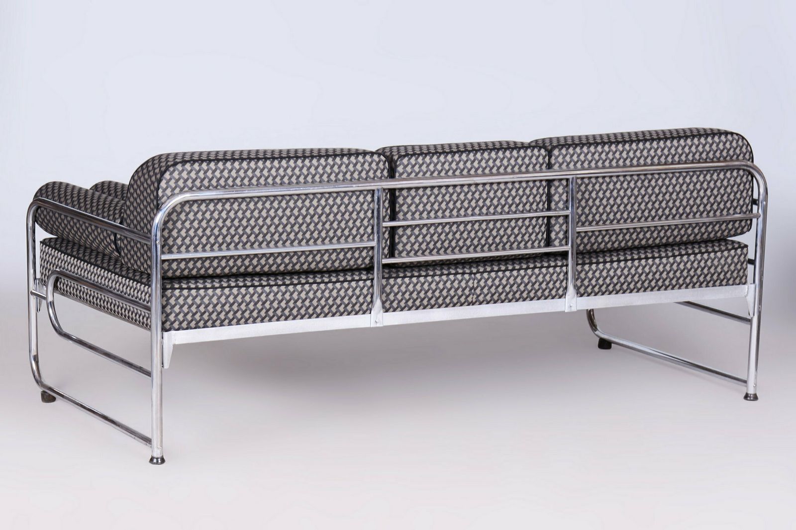 Furniture Restored Bauhaus Sofa, By Mücke Melder, Chrome, New Upholstery, Czech, 1930s photo