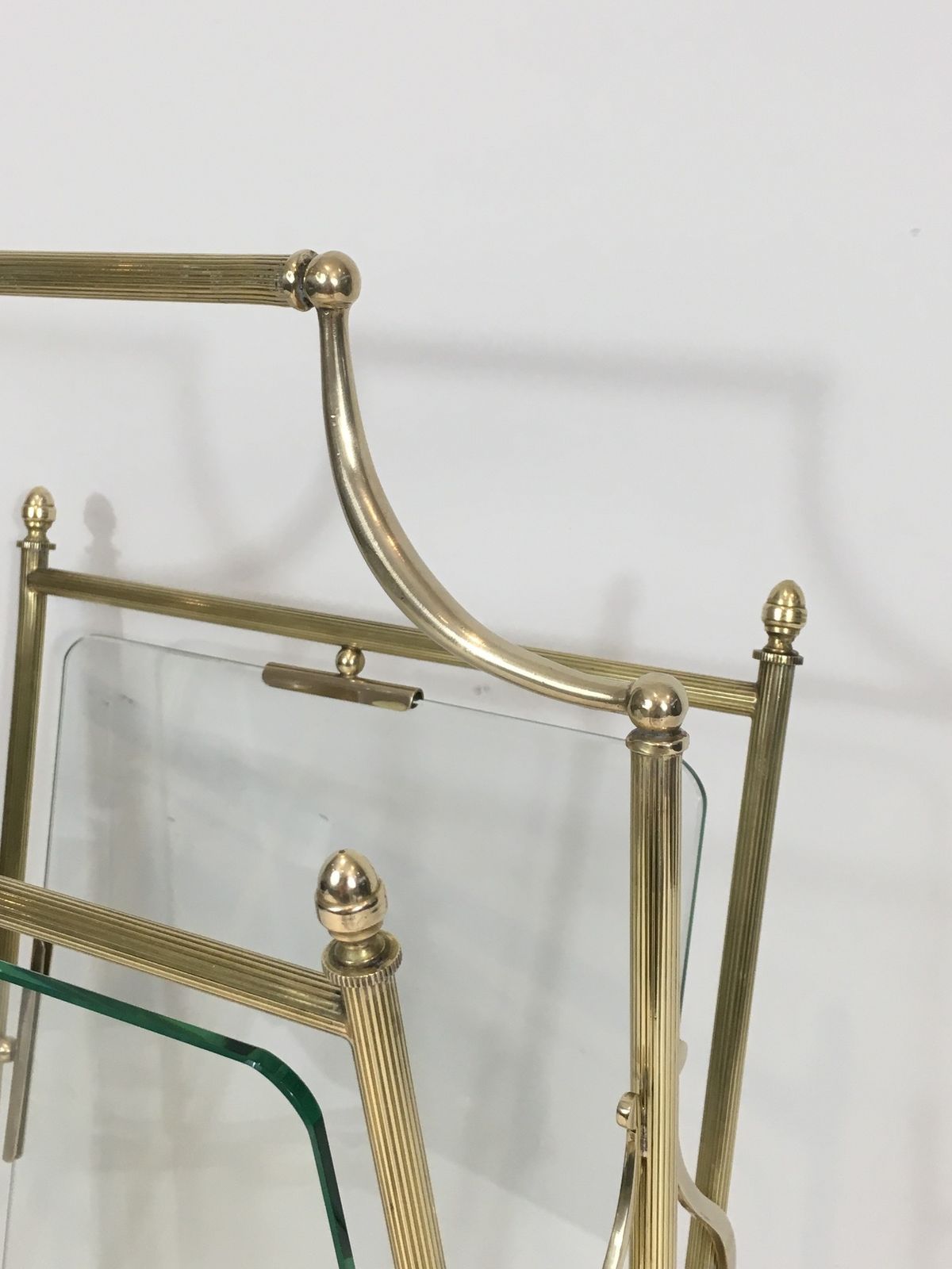 Brass And Clear Glass Magazine Rack From Maison Jansen photo vinterior