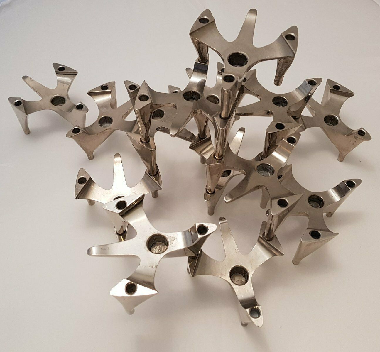 Space Age German Metal Candleholders From Hammonia Motard, Set Of 14 photo vinterior