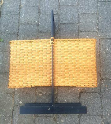 Wicker Newspaper Stand With Handle, 1960s photo furniture