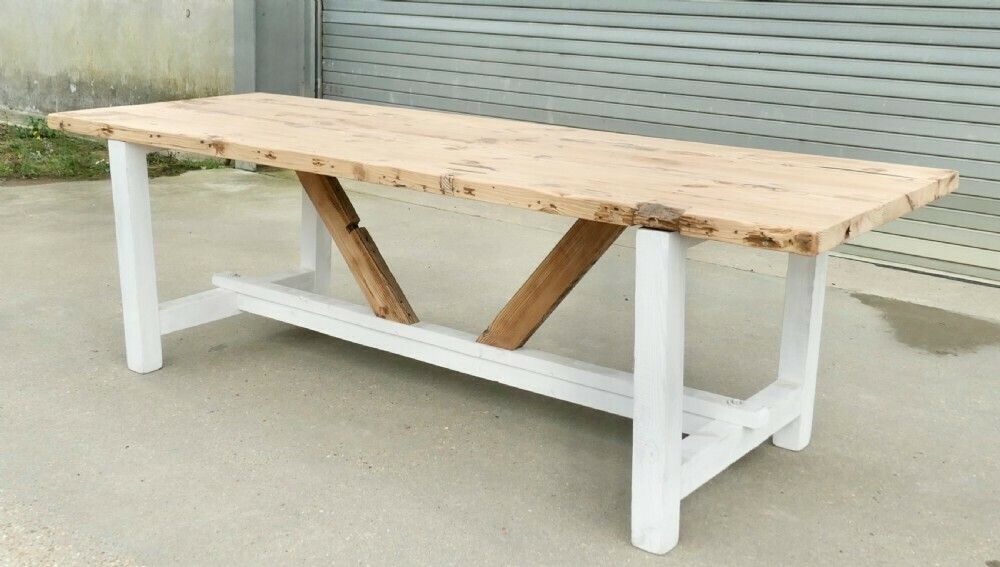 Large Heavy Rustic And Very Strong 8ft Pine Table photo vinterior