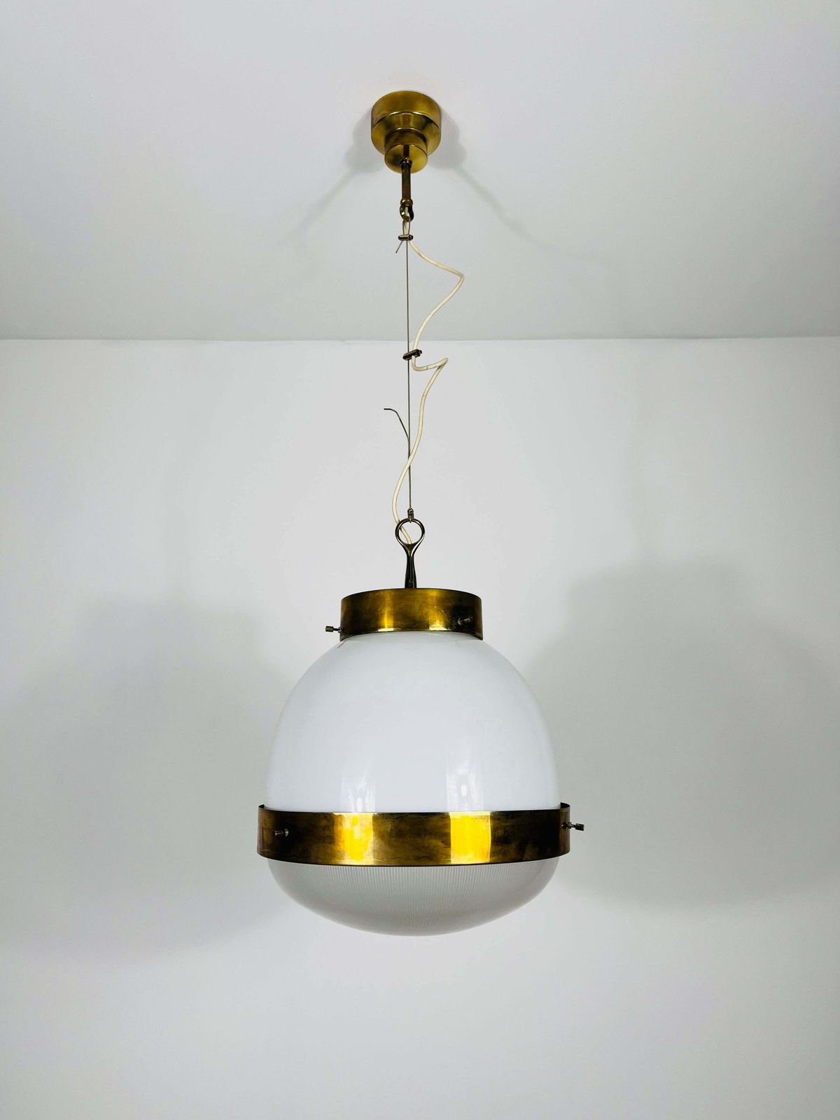 Brass Delta Grande Chandelier By Sergio Mazza For Artemide, Italy, 1960s photo furniture