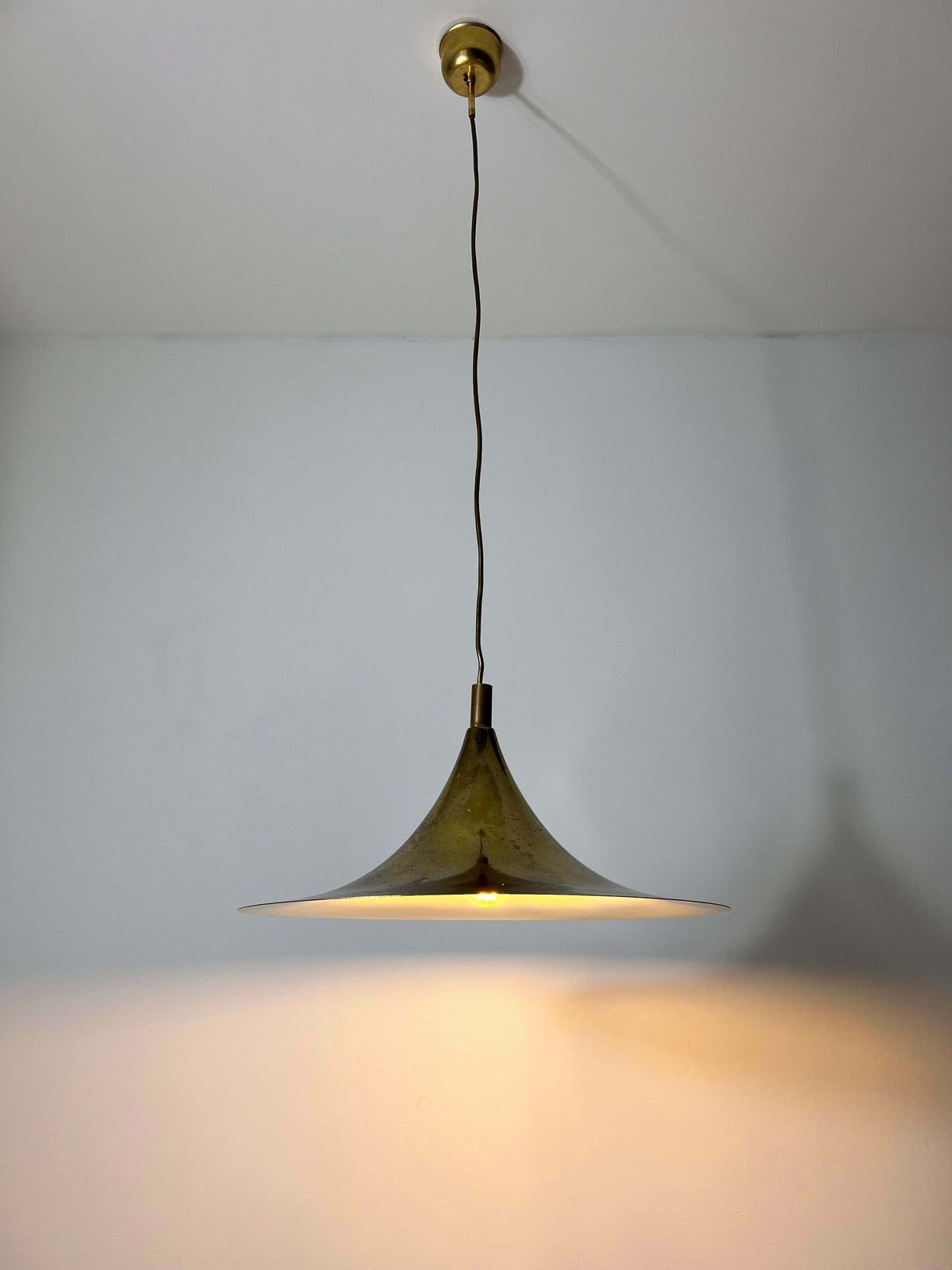 photo furniture Brass Round Pendant Lamp By Fog & Mørup, 1970s