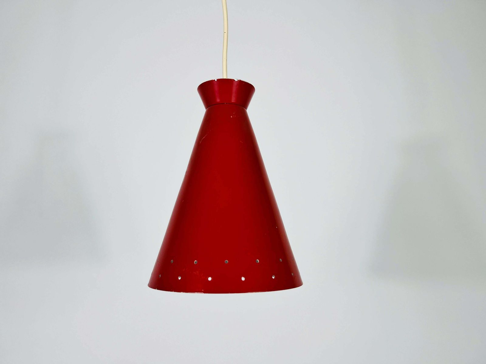 Italian Diabolo Red Hanging Lamp, 1950s, Italy photo 452.0