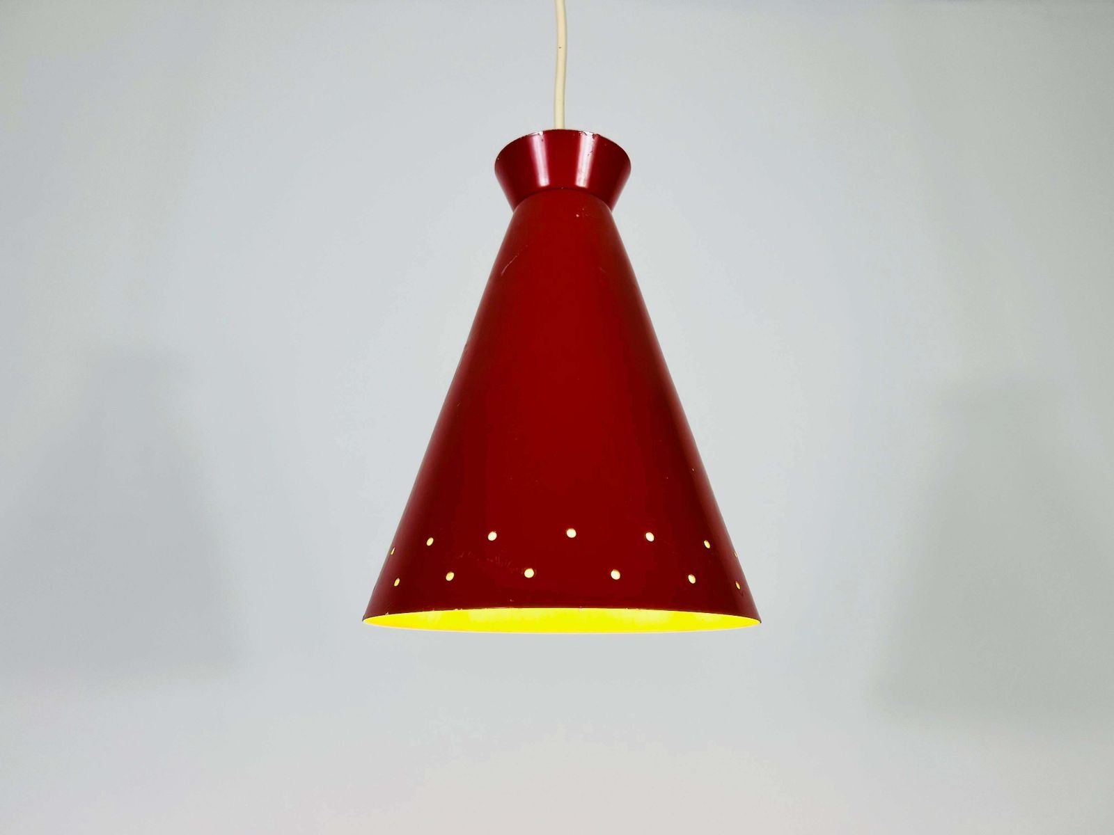 Italian Diabolo Red Hanging Lamp, 1950s, Italy photo buy