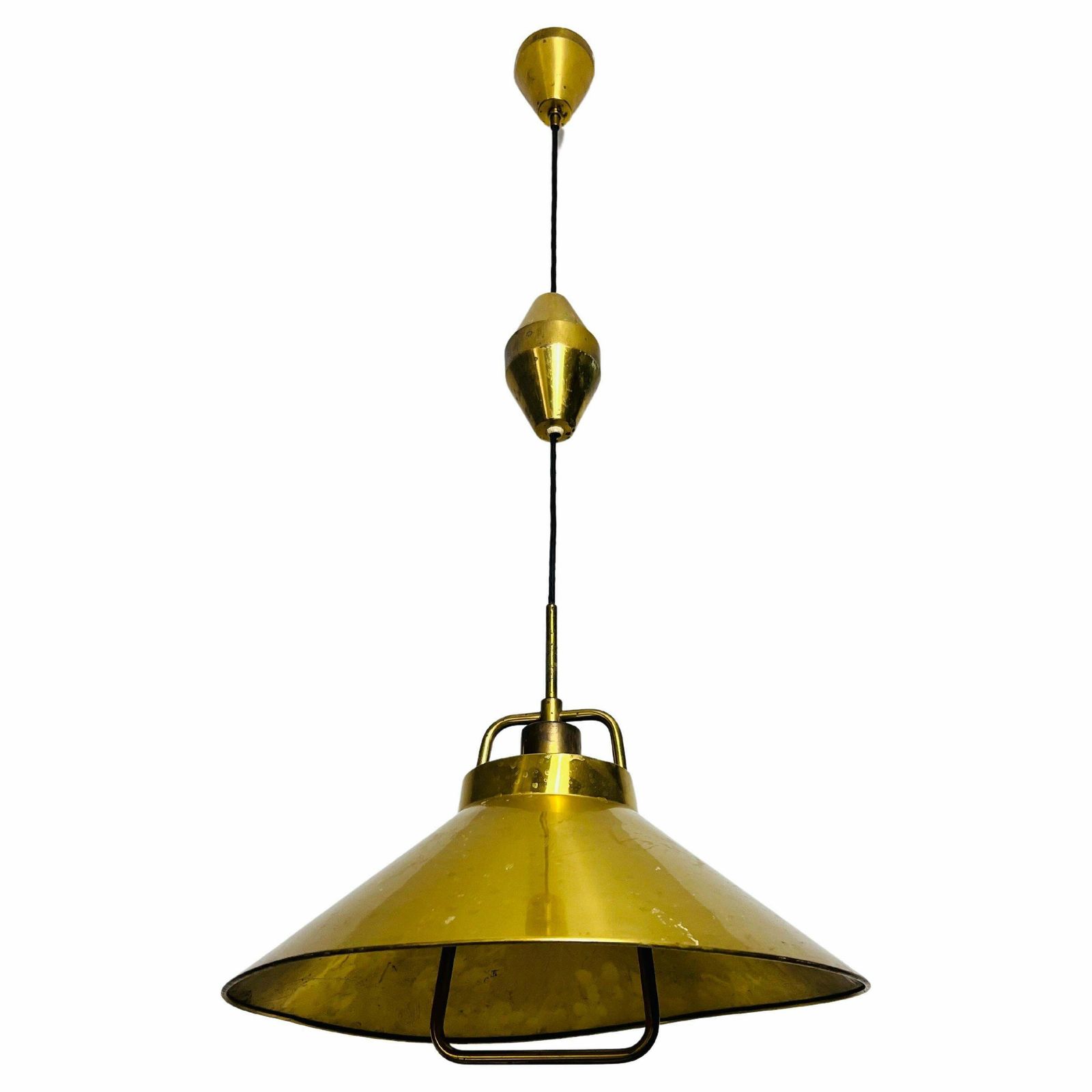 Golden Brass Pendant Lamp By Fritz Schlägel For Lyfa, 1970s