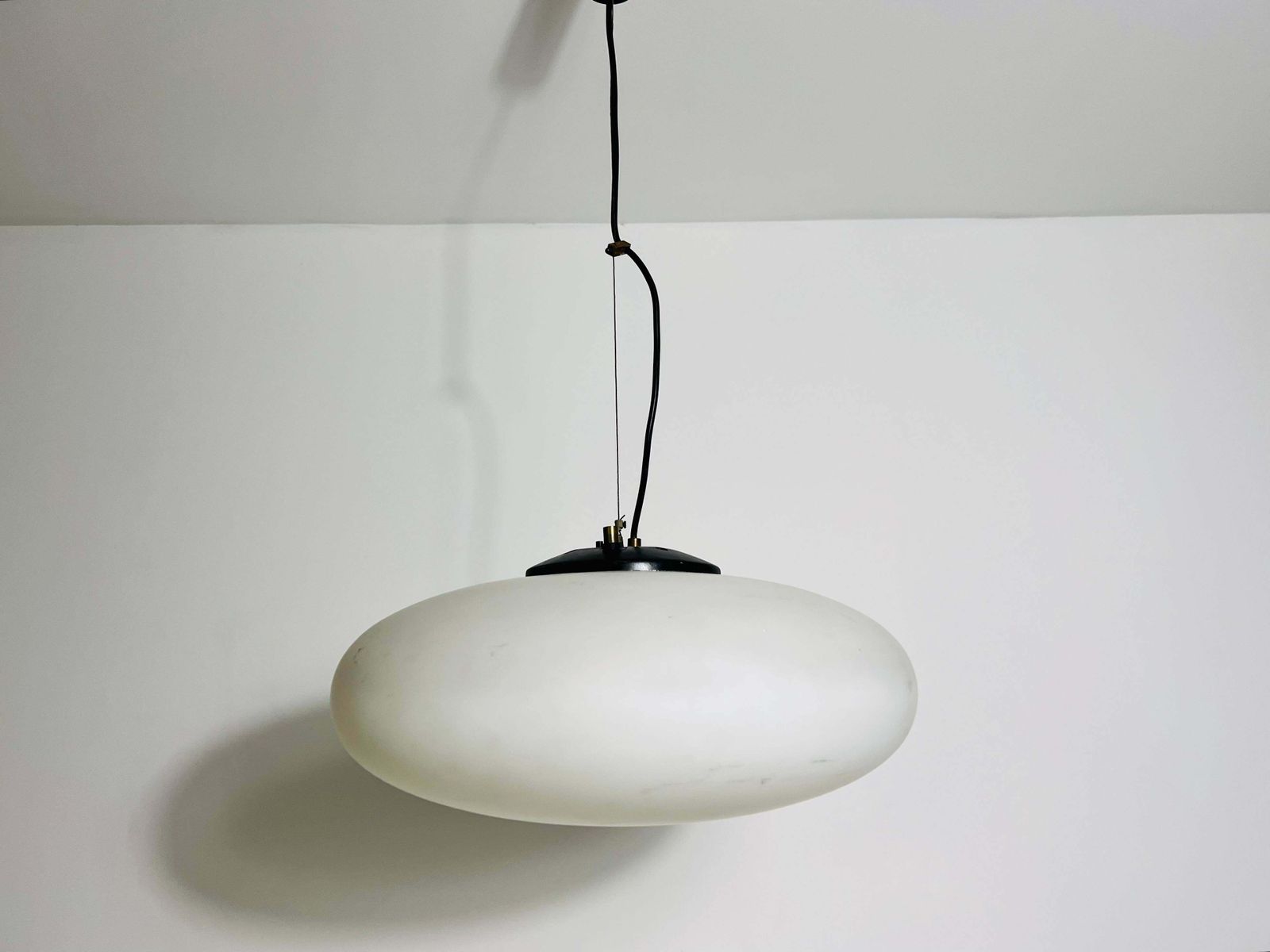 Stilnovo Midcentury Brass And Glass Chandelier, 1950s, Italy photo for sale