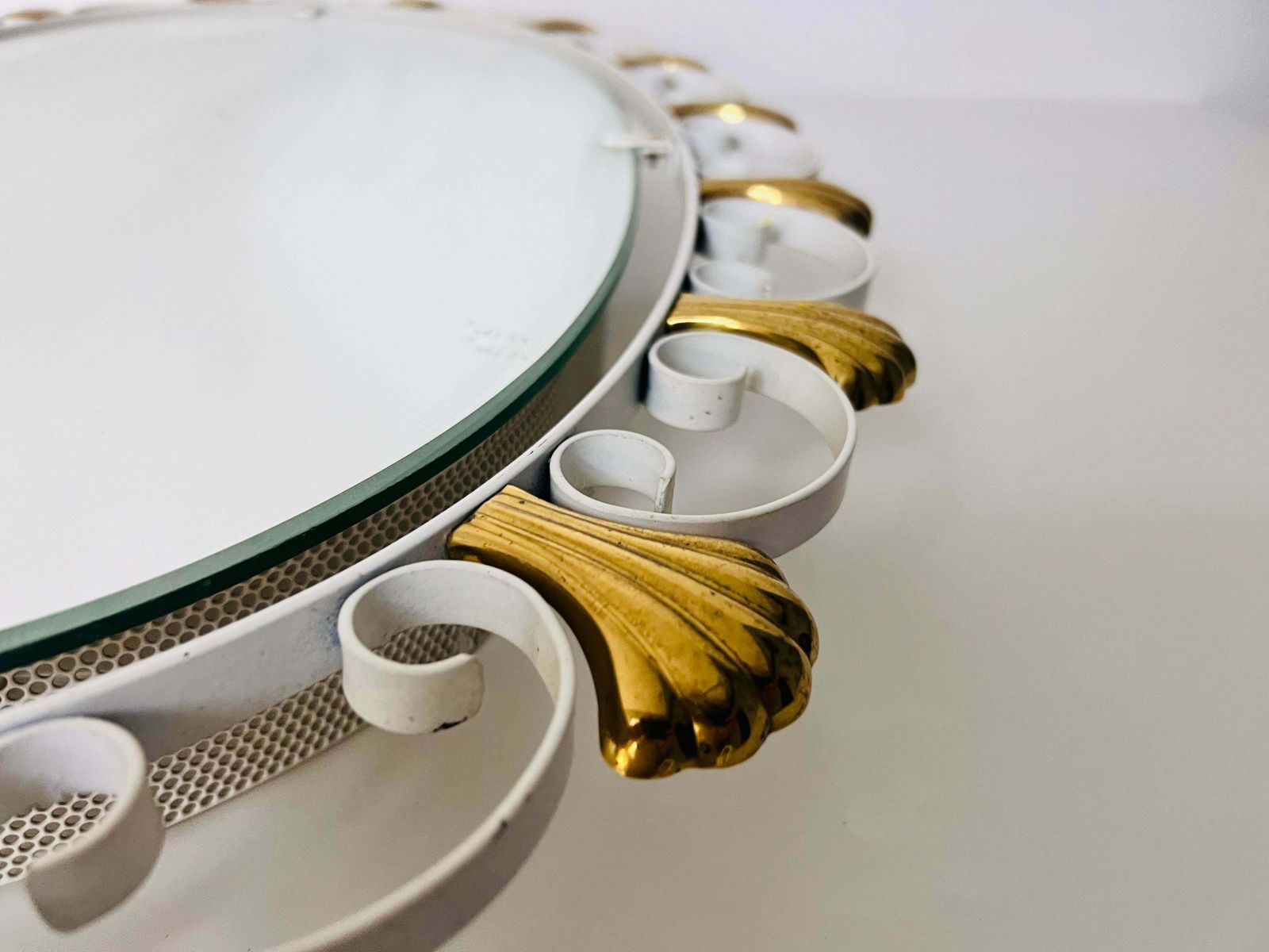 photo for sale Oval Midcentury Metal Illuminated Mirror By Hillebrand, Germany, 1950s