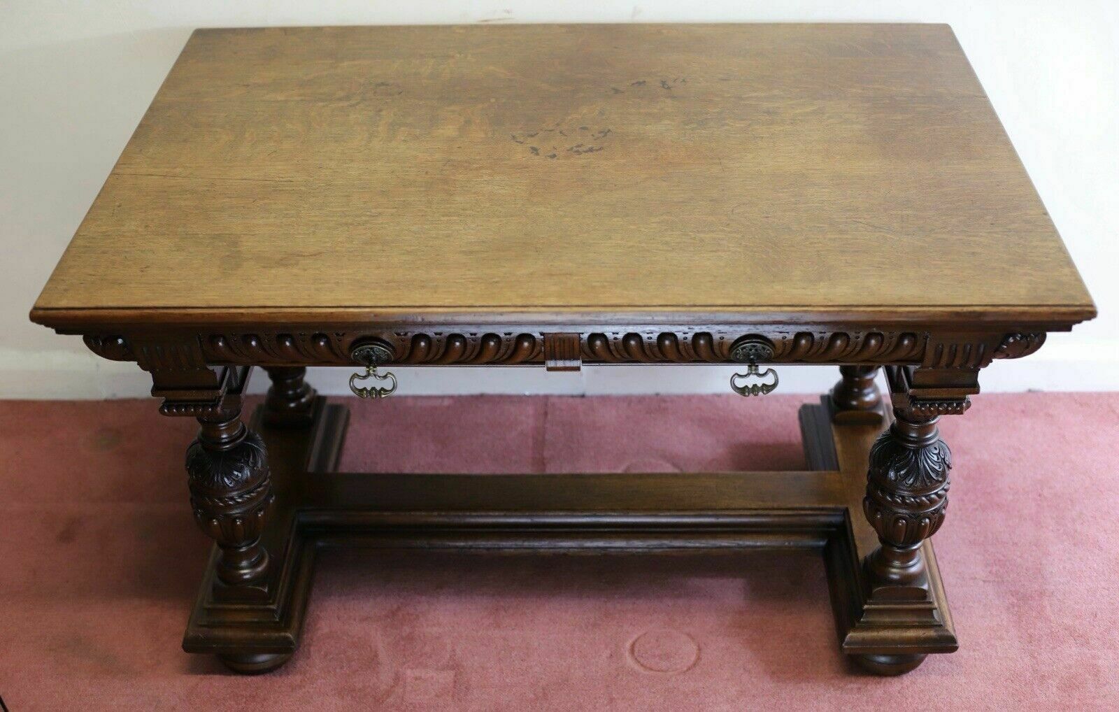 Gillows Of Lancaster Superb Victorian Carved Oak Library Table photo for sale