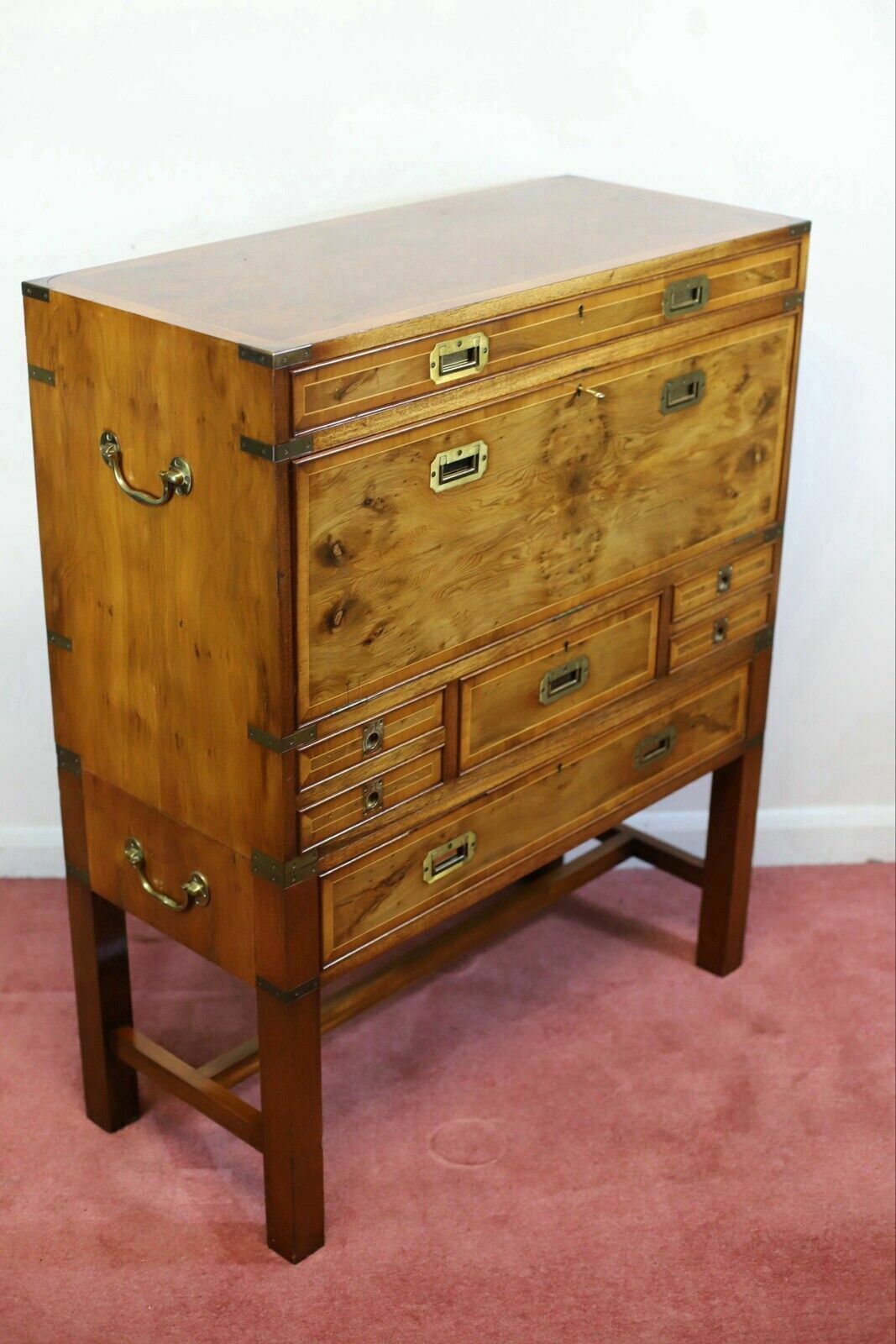 Lovely Yew Wood Secretary Campaign Chest