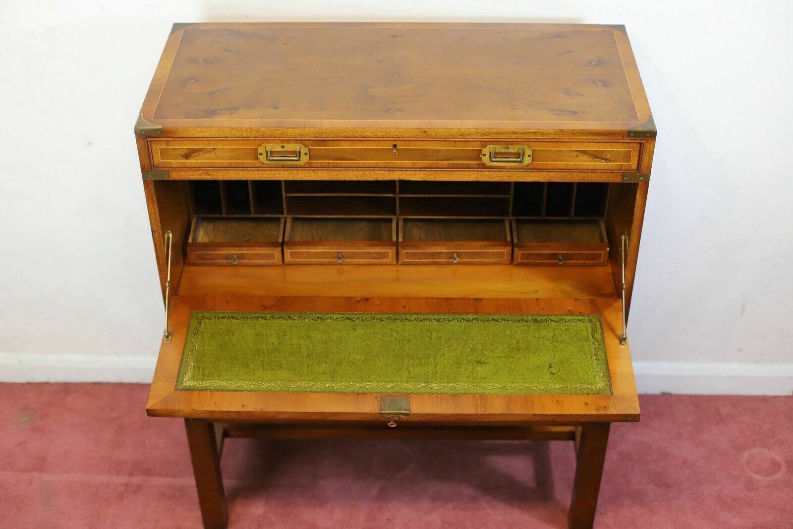 Lovely Yew Wood Secretary Campaign Chest photo Furniture