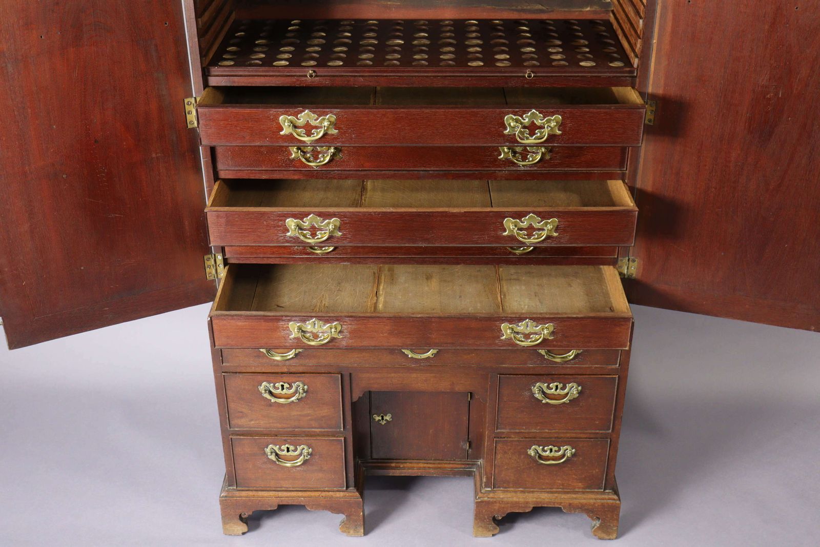 10450.0 Remarkable George II Red Walnut Gentleman's Library Collectors Cabinet photo