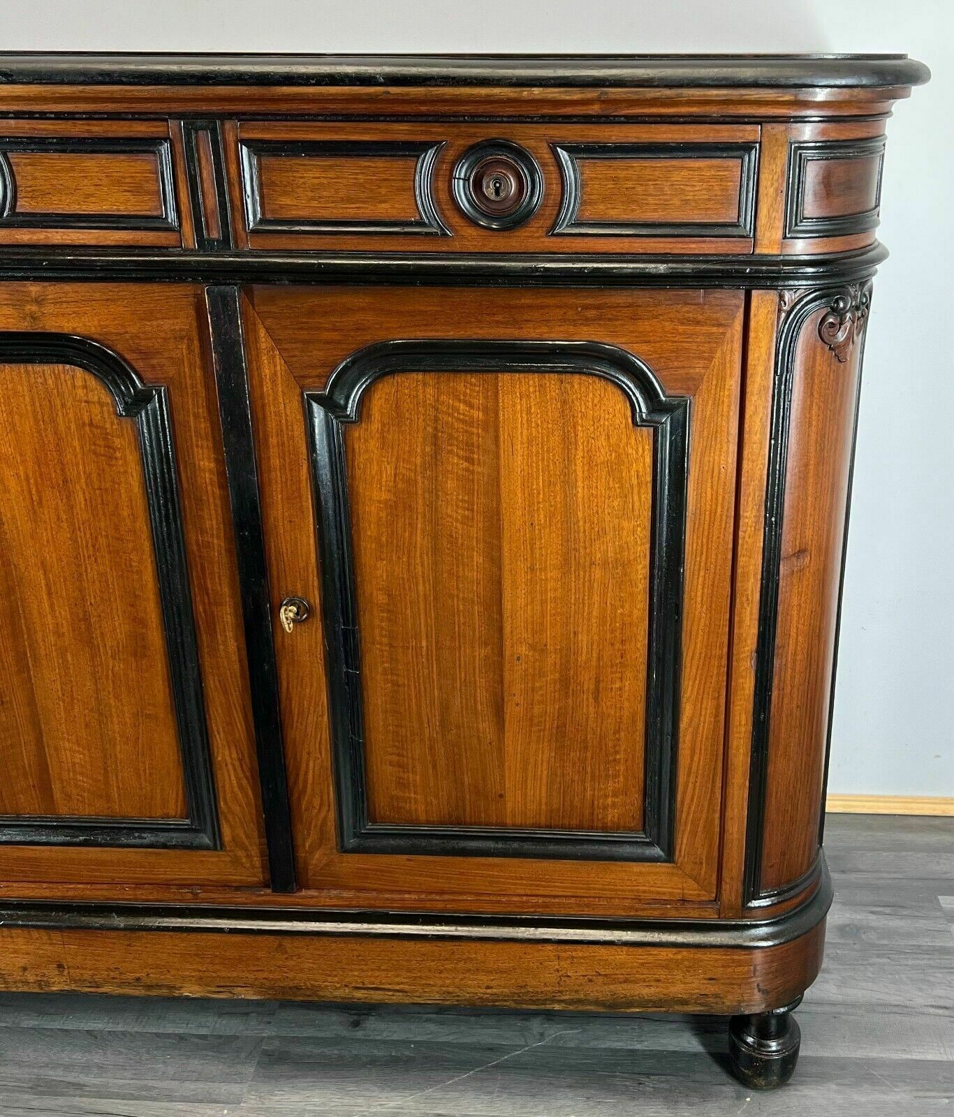 French Antique Mahogany Chest Of Drawers Sideboard photo vintage