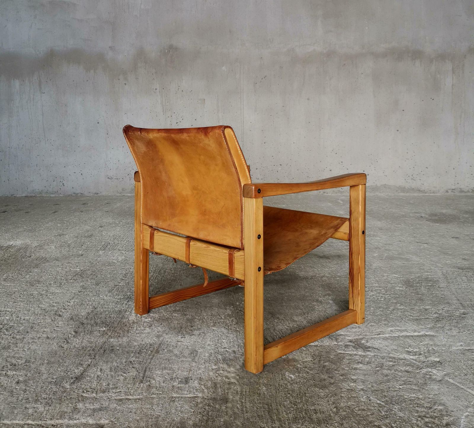 Diana Lounge Chair By Karin Mobring For Ikea Sweden 1970s, Thick Cognac Leather. photo for sale