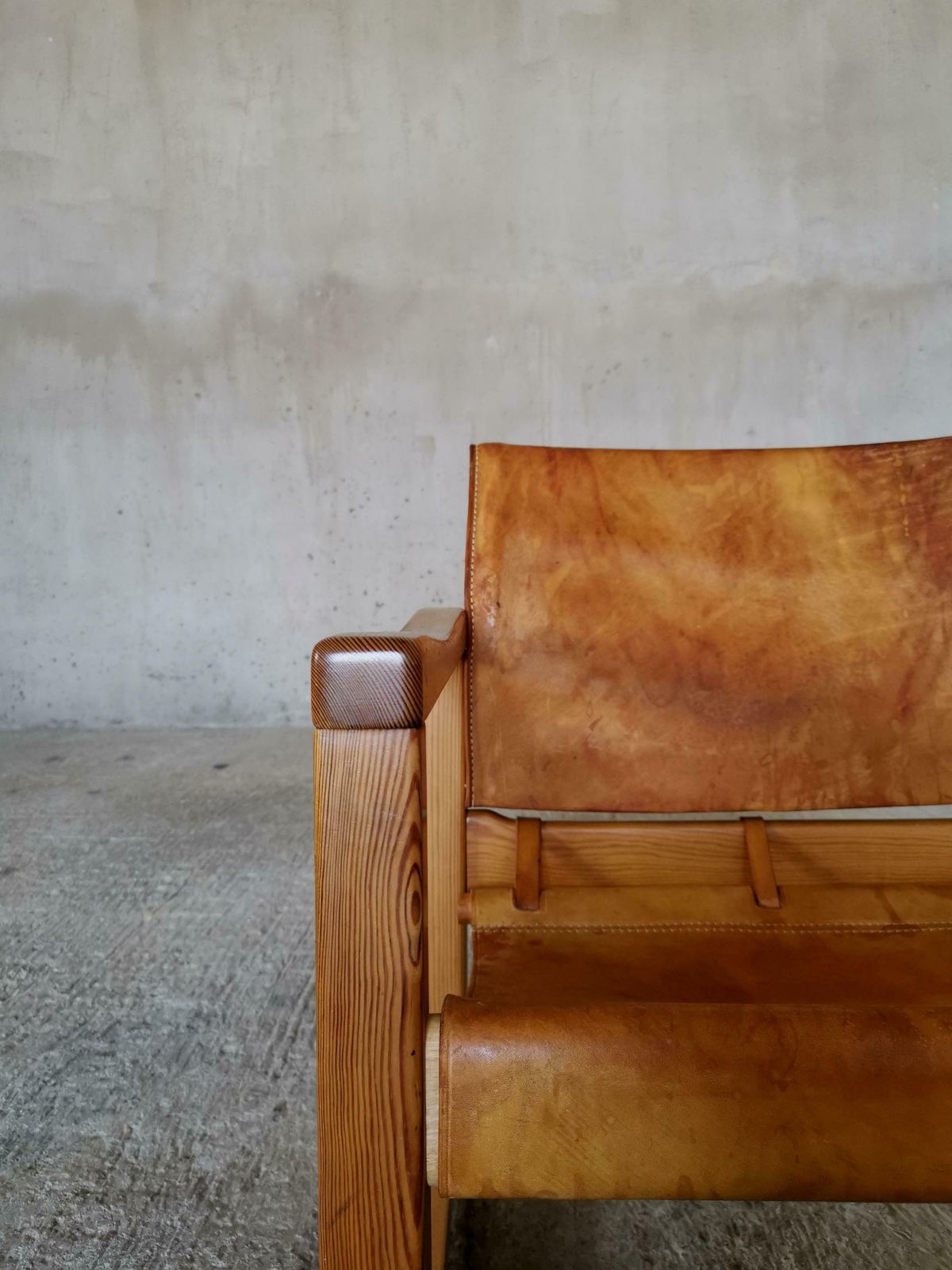 photo for sale Diana Lounge Chair By Karin Mobring For Ikea Sweden 1970s, Thick Cognac Leather.