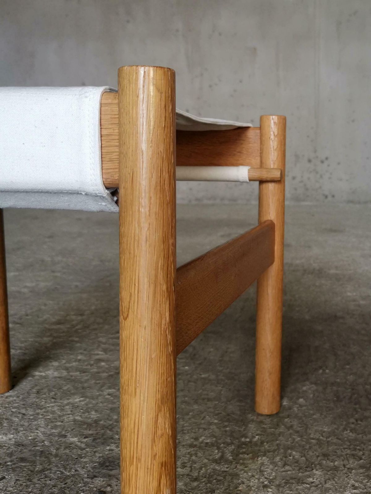 Early Danish Hans Bølling Oak Stool Quilted Canvas Seat, For Torben ørskov 1960s photo buy