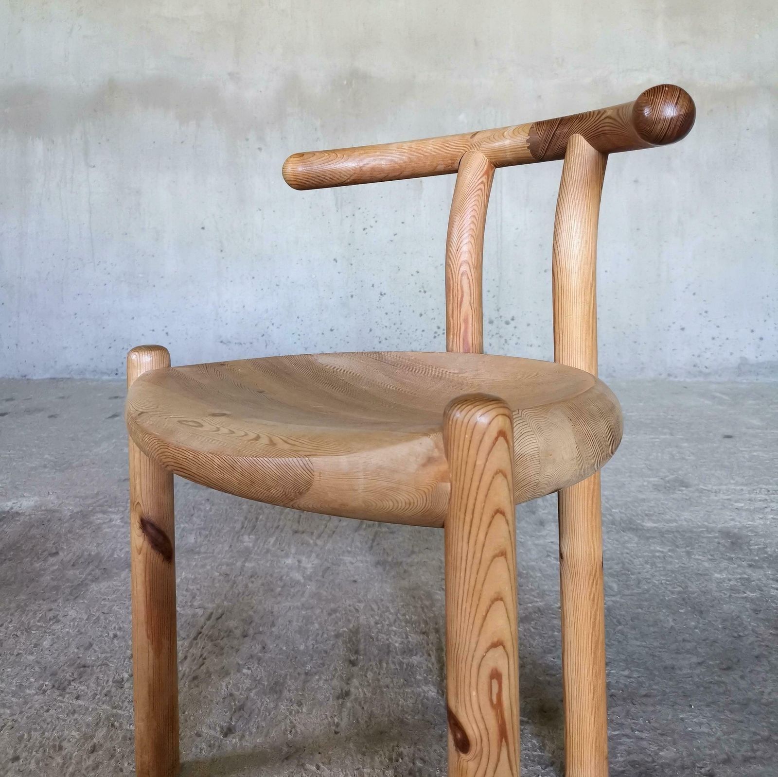 photo for sale Sculptural Solid Pine Dining Chair Attributed To Rainer Daumiller Denmark 1970s