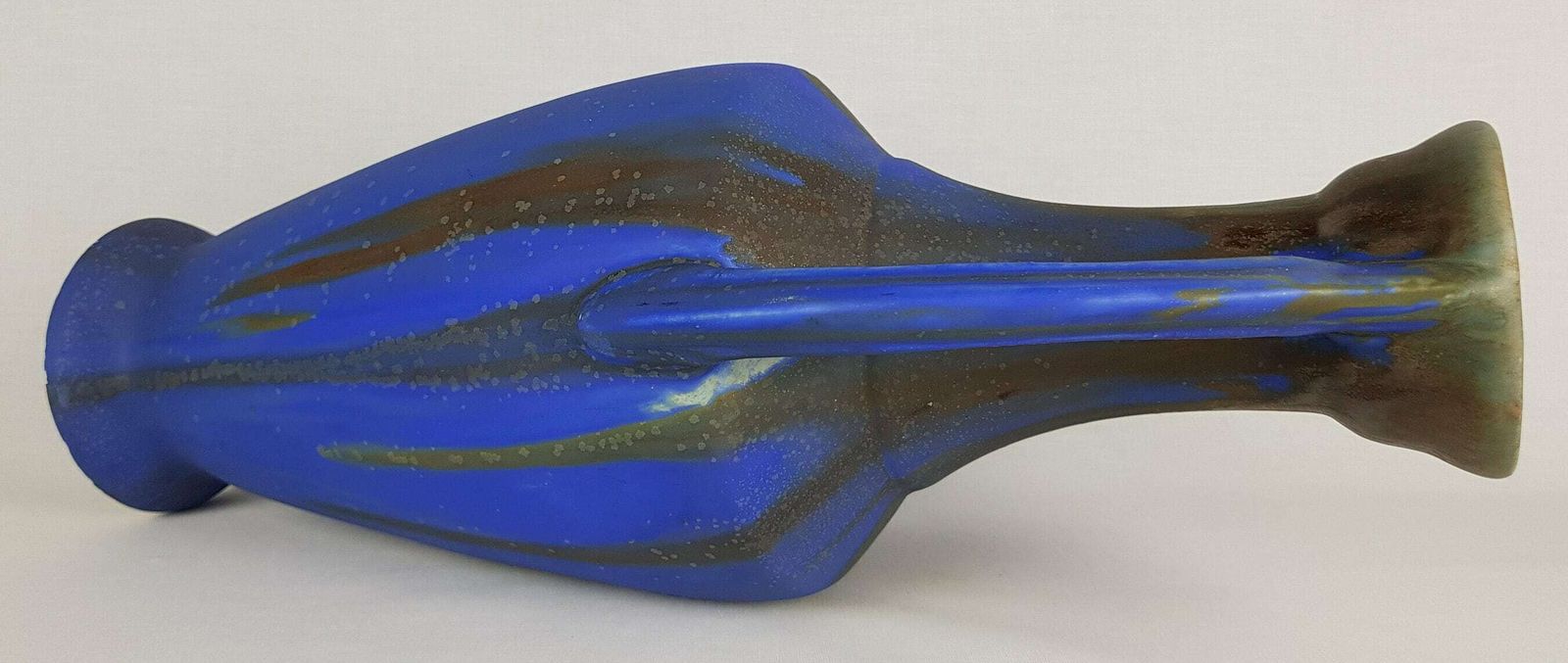 Large Art Deco Gilbert Méténier Double Handled "Gannat Blue" Vase 1920s  1930s photo for sale