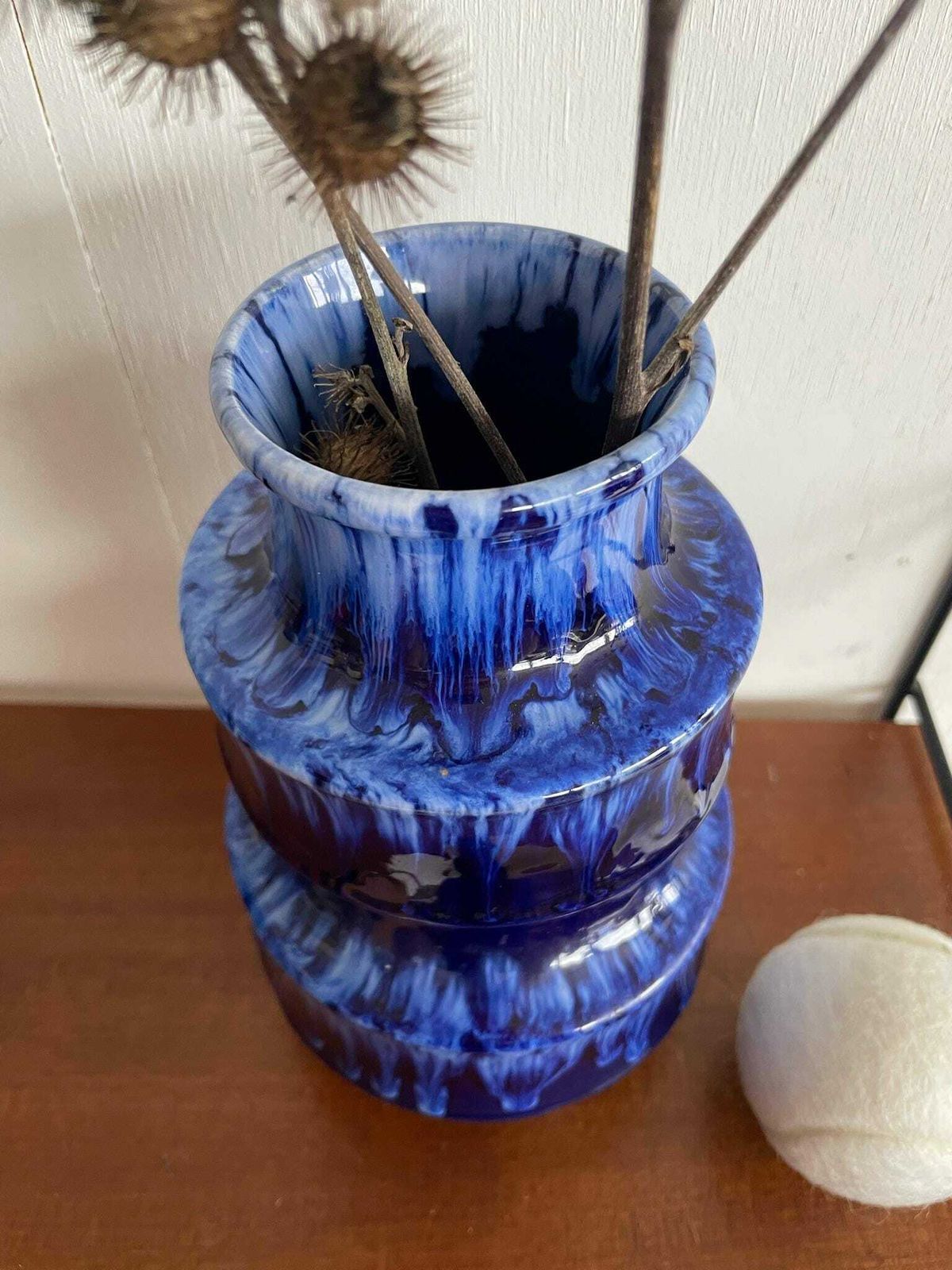 West German Scheurich Pagoda 267 20 Ink Blue Ceramic Vase 60s 70s photo Home Decor