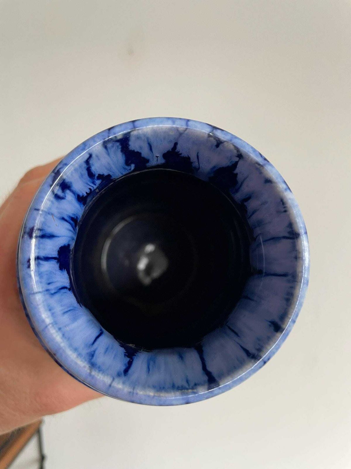 West German Scheurich Pagoda 267 20 Ink Blue Ceramic Vase 60s 70s photo vintage