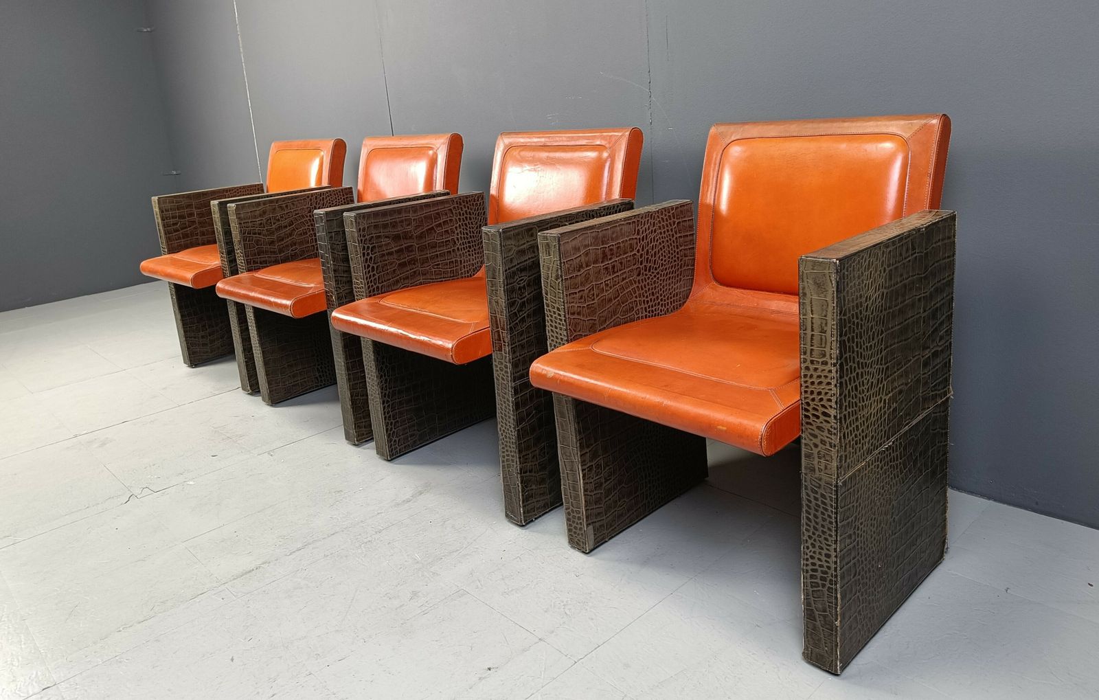 Vintage French Armchairs In Leather By Maison Vandamme, 1970s photo for sale