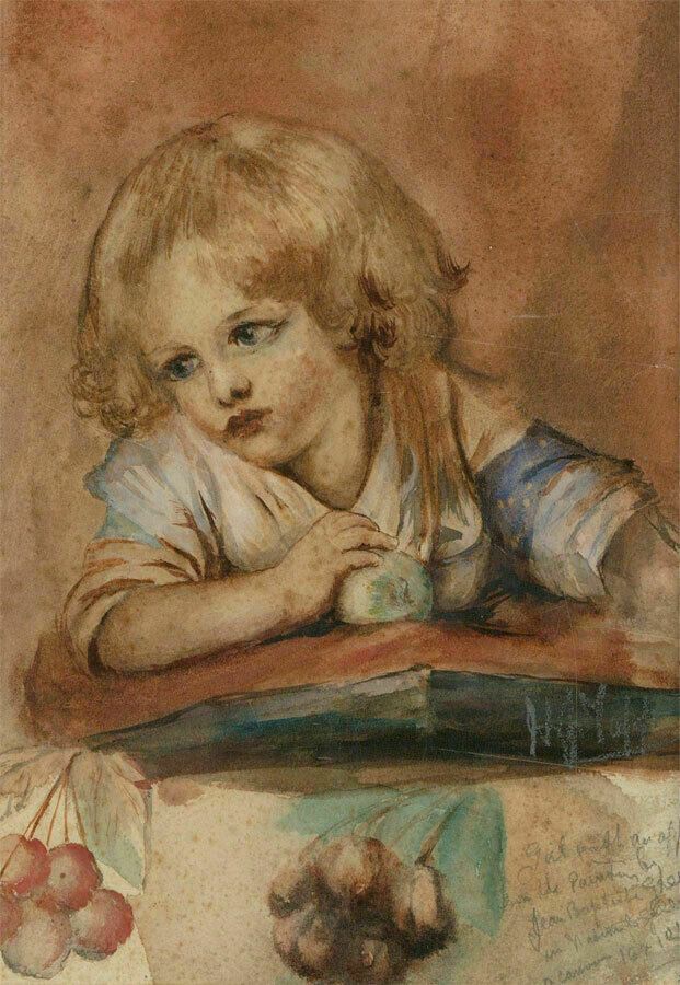 Edith Widing Yaffe   Girl With Apple (After Jean Baptiste Greuze) photo for sale