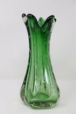 Italian Vase In Green Murano Art Glass, 1960s photo for sale