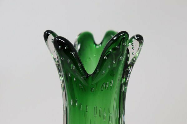 Italian Vase In Green Murano Art Glass, 1960s photo vinterior