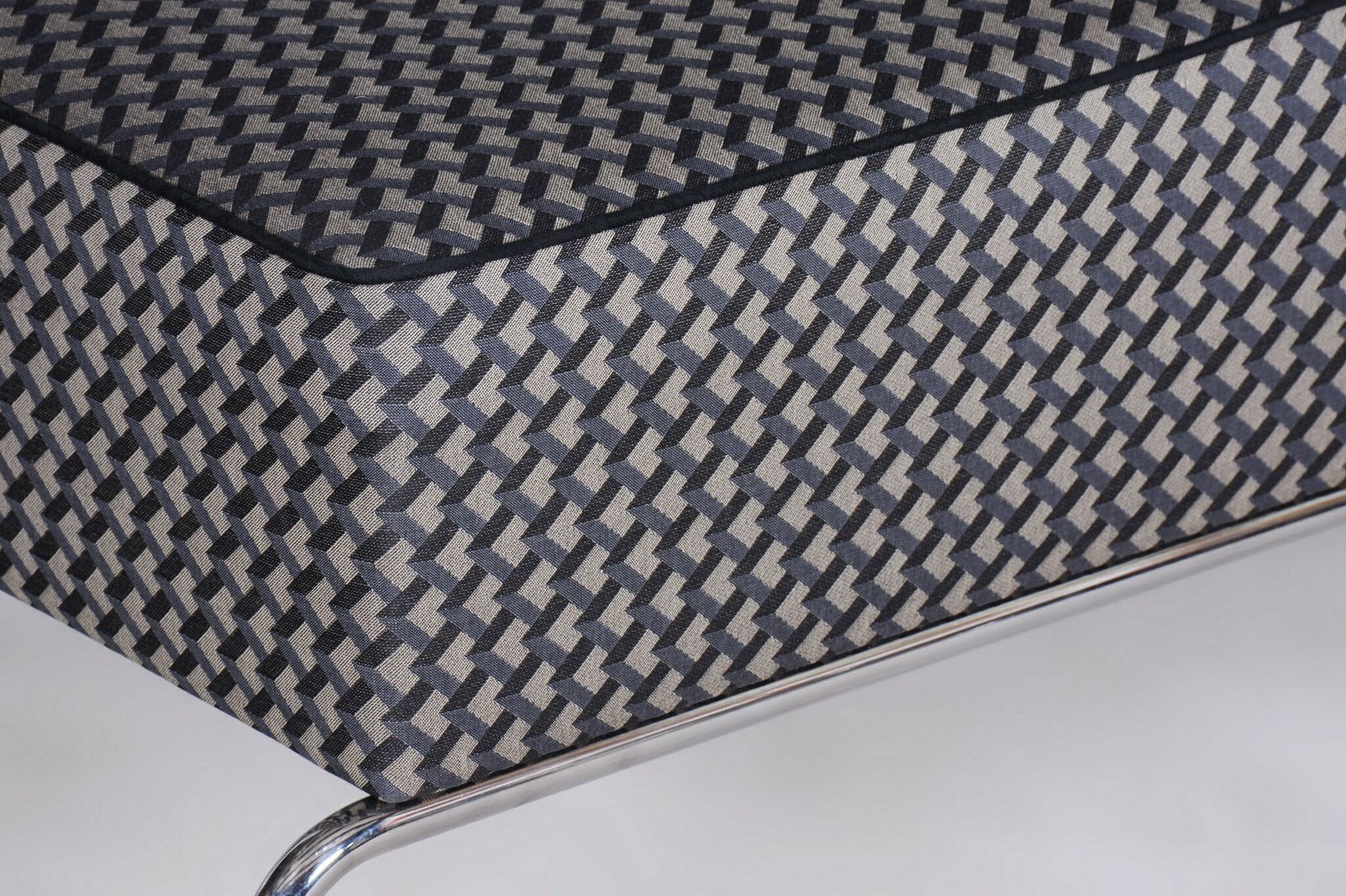 Restored Bauhaus Ottoman, Chrome, New Upholstery, Czech, 1930s photo for sale