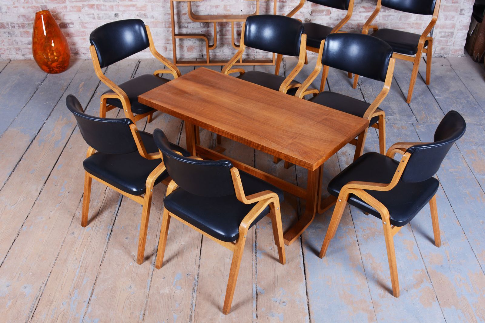 1450.0 Set Of Eight Restored Mid Century Chairs, By Ludvik Volak, Maple, Czech, 1960s photo