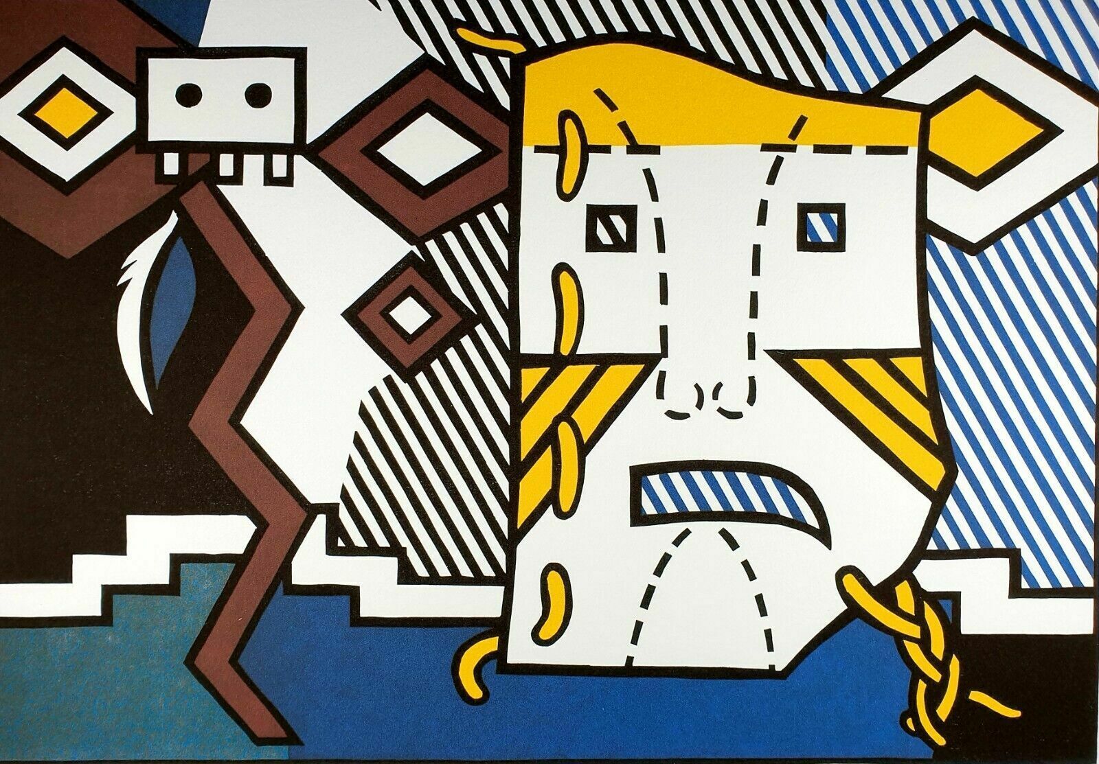 Roy Lichtenstein, American Indian Theme V, Plate Signed Lithograph
