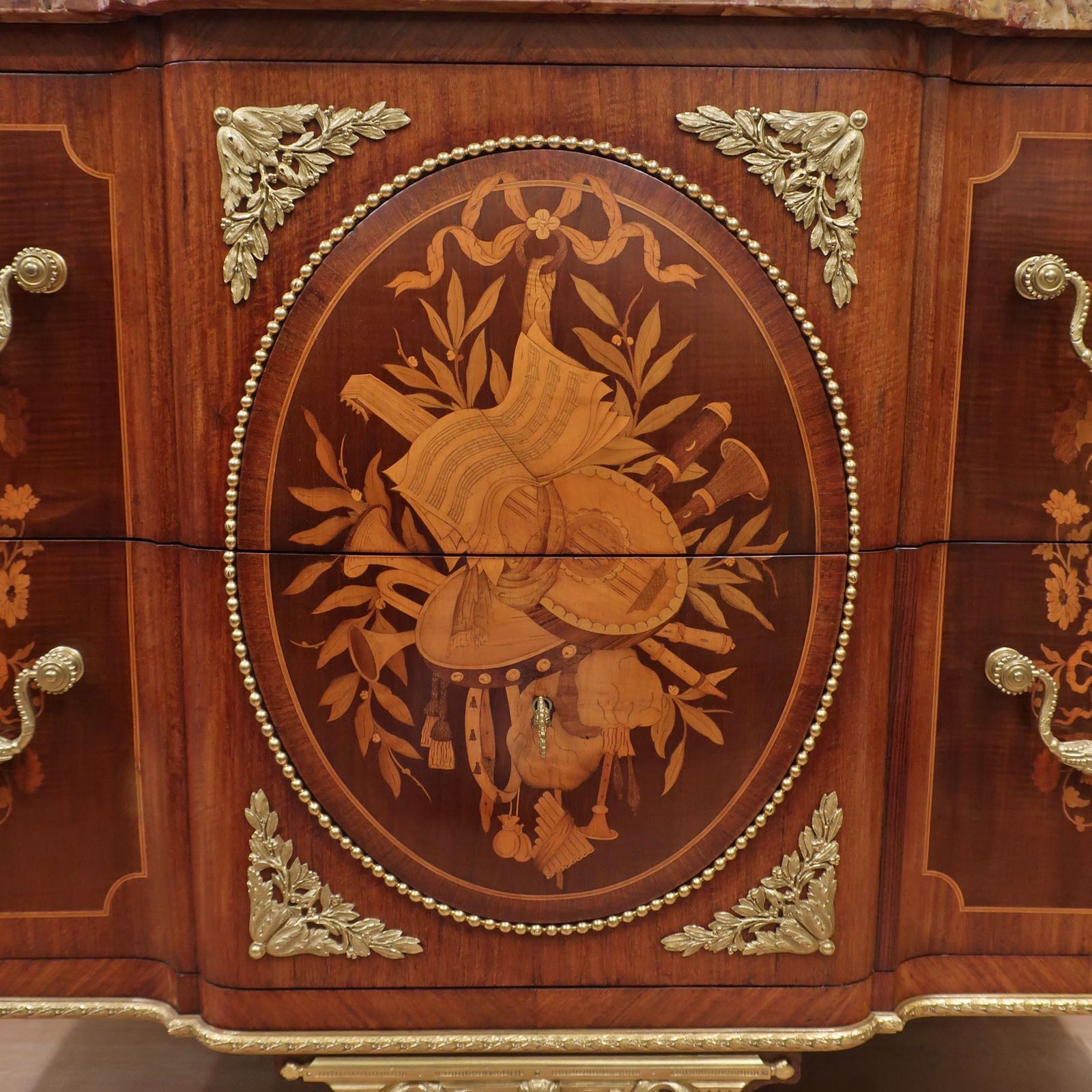 French Louis XVI Style Kingwood And Marquetry Chest Of Drawers photo vinterior
