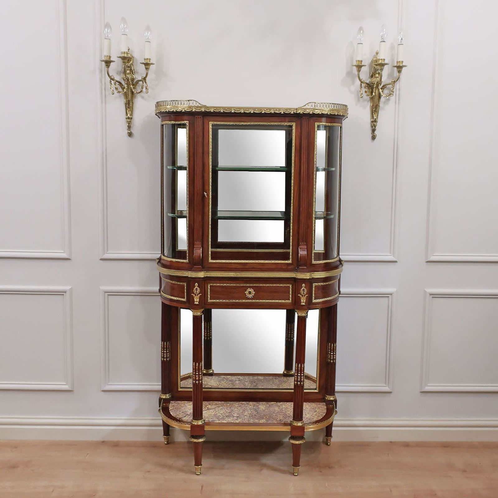 French Louis XVI Style Mahogany Display Cabinet Attributed To Paul Sormani