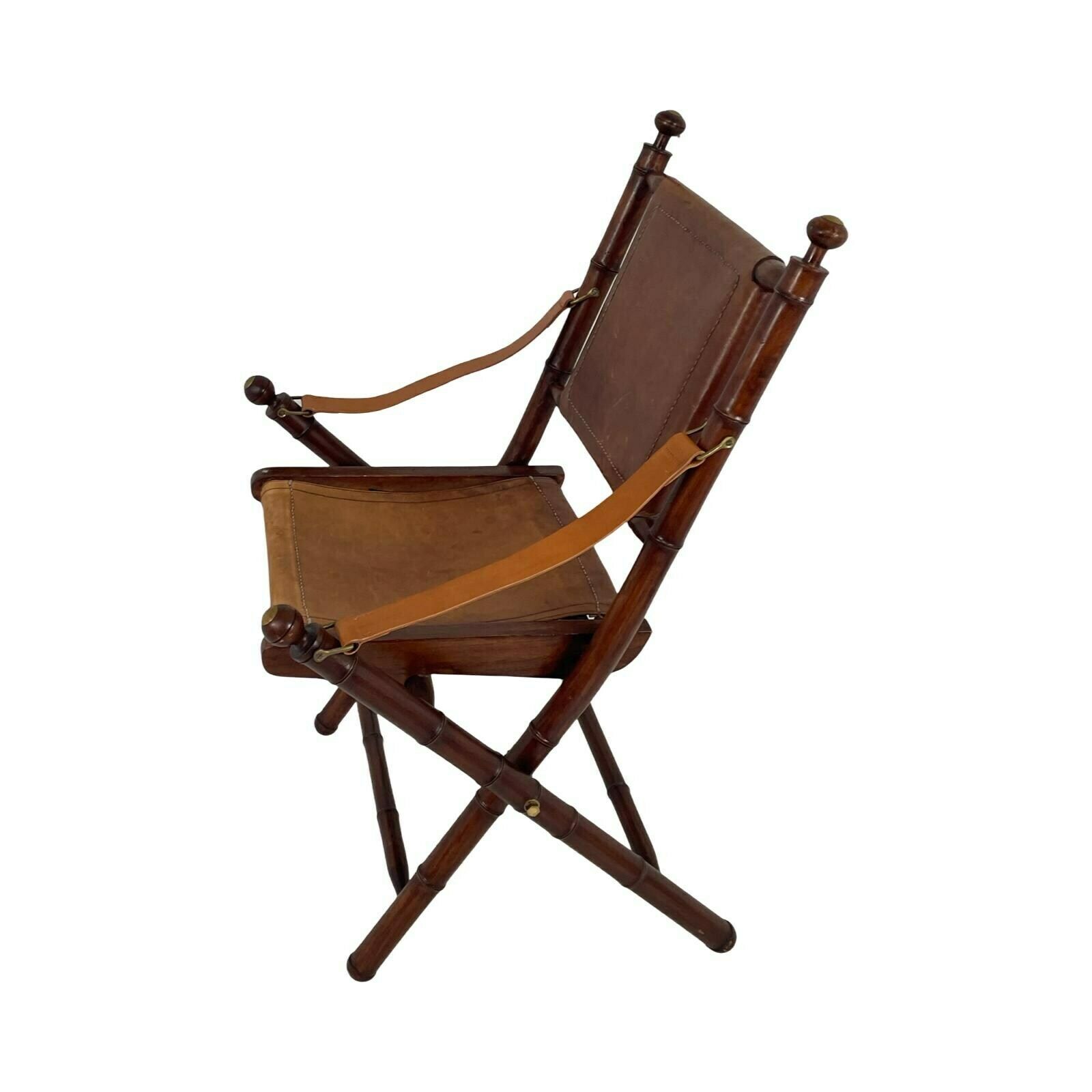 Officer's Chair   Wood And Leather Upholstery   Military Campaign Style photo 449.0
