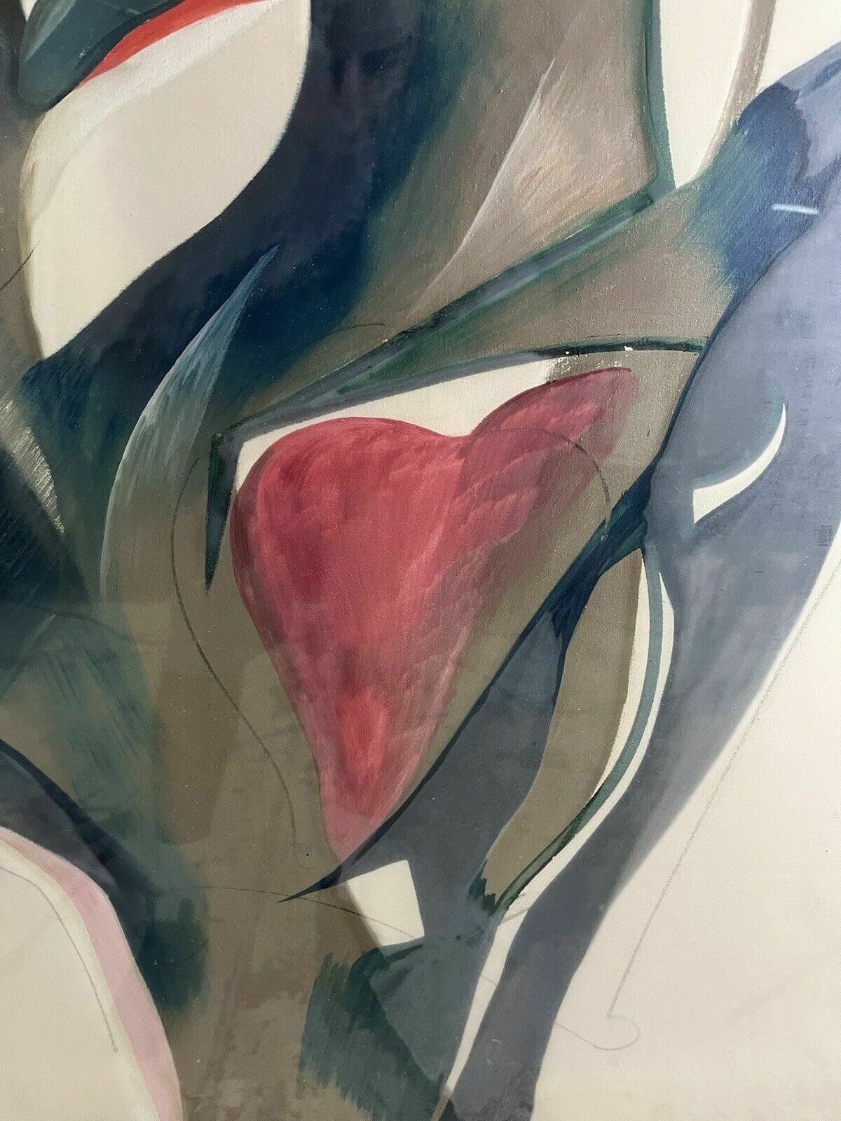 Art Abstract Painting Mixed Media Canvas Domenico Pellicano 80's Vintage Design photo