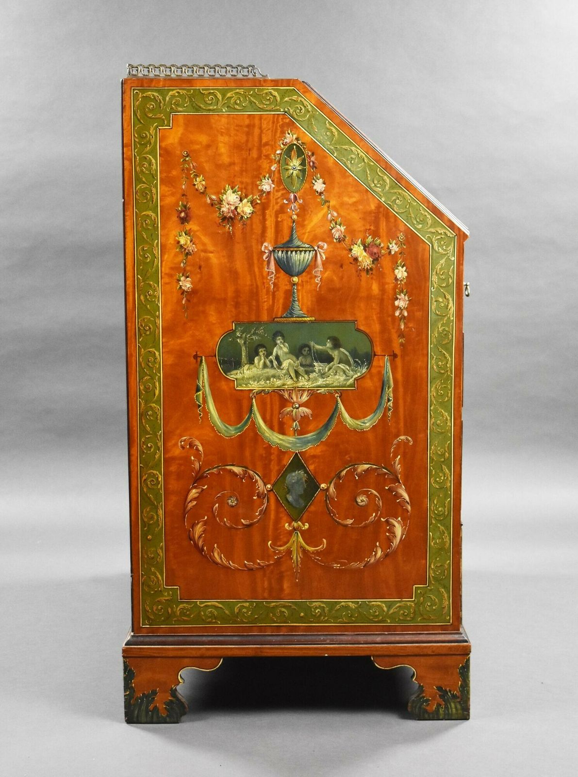Edwardian Hand Painted Satinwood Bureau photo for sale