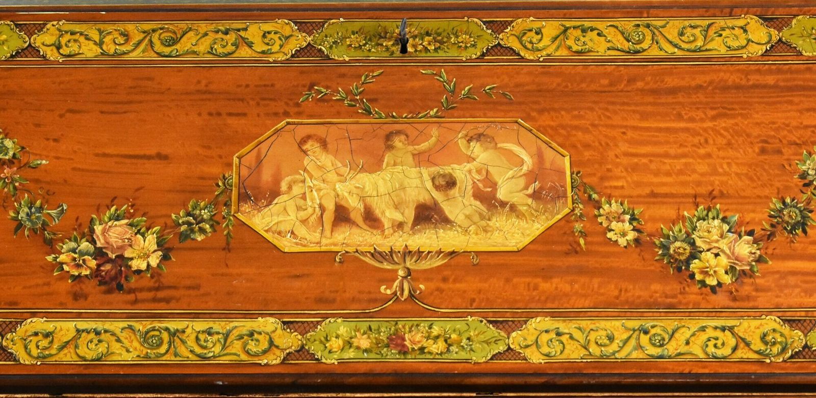 Furniture Edwardian Hand Painted Satinwood Bureau photo