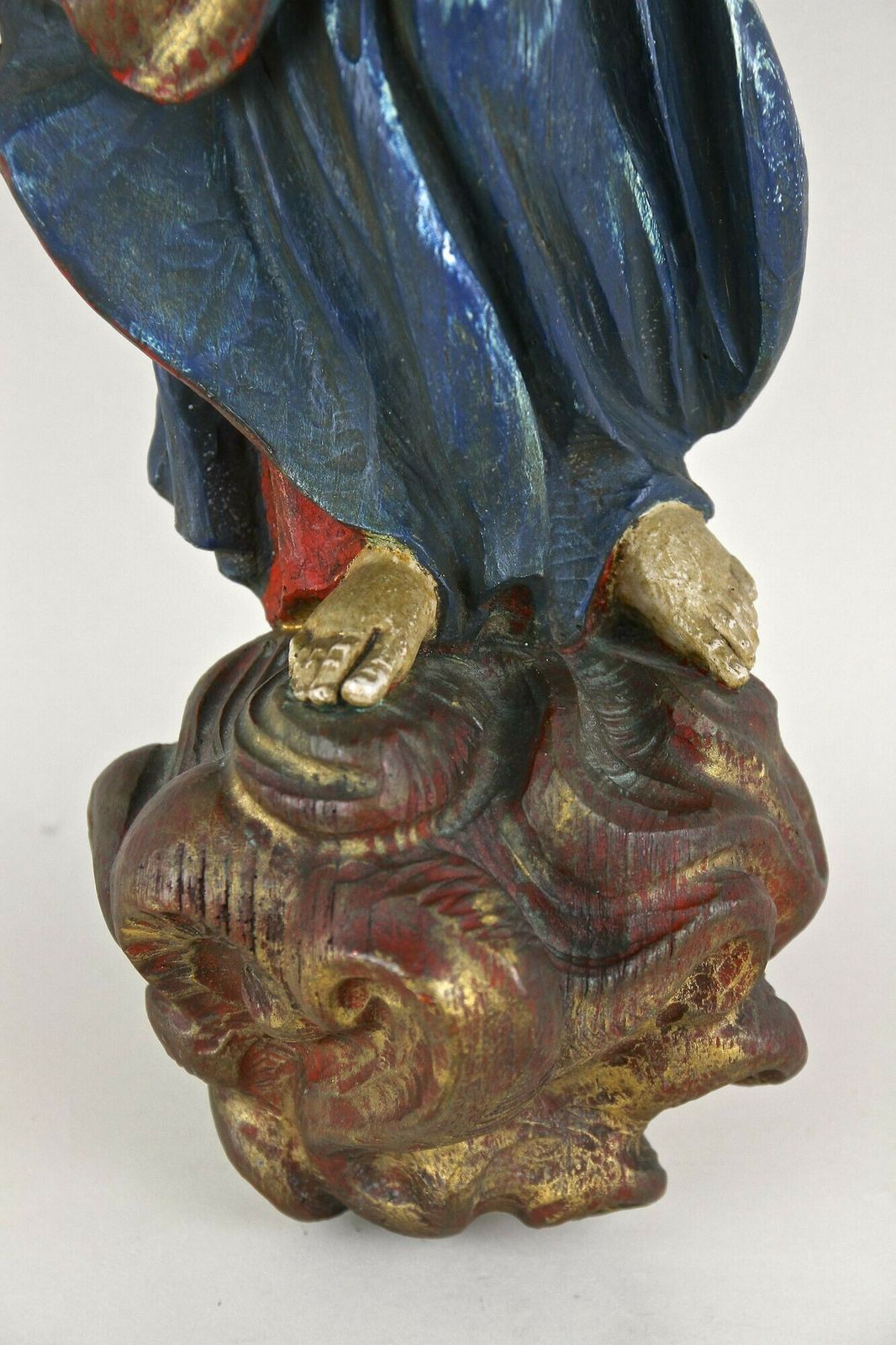 18th Century Polychrome Virgin & Child Wall Sculpture, Handcarved, At Ca. 1760 photo Art