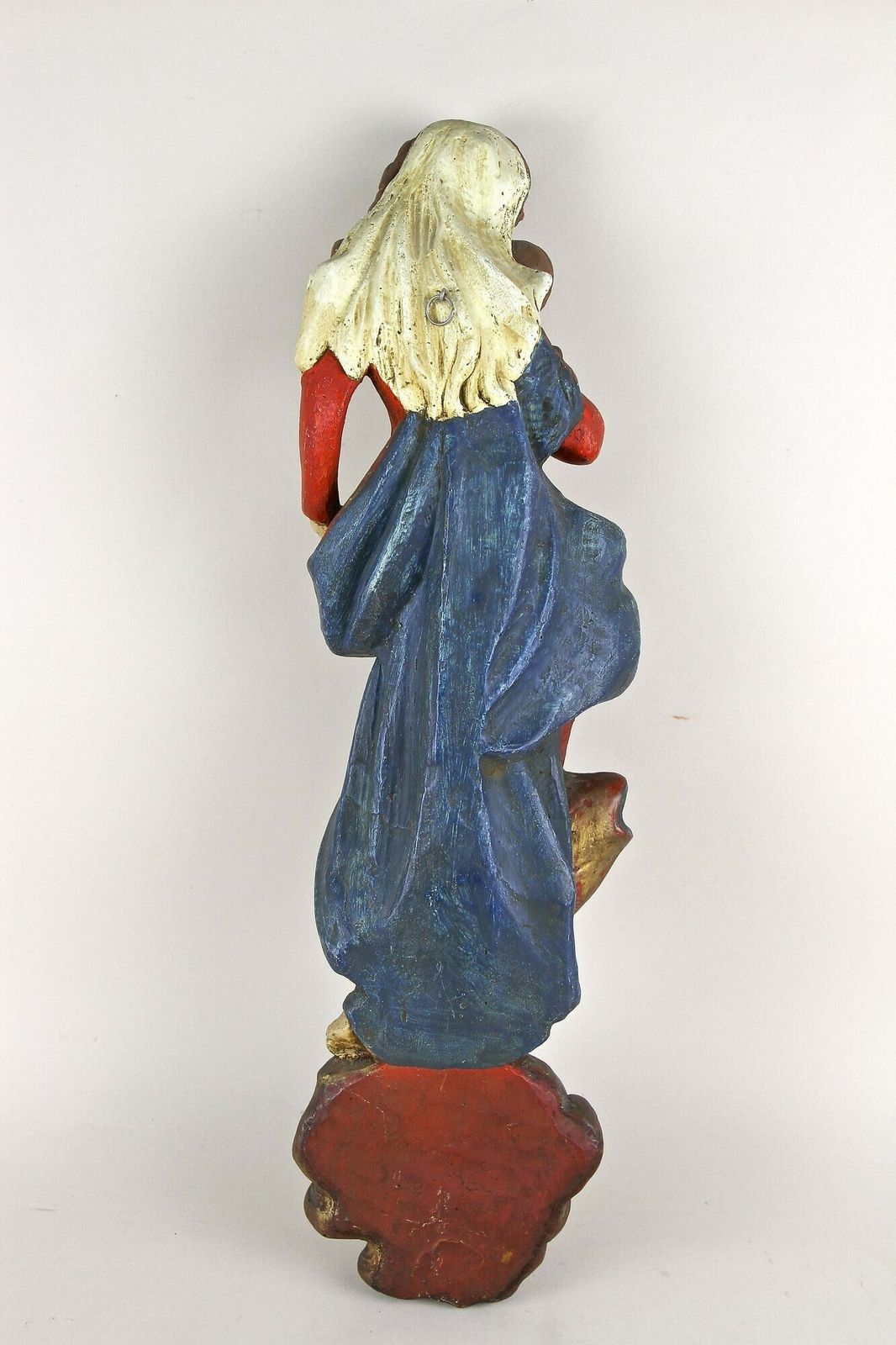 18th Century Polychrome Virgin & Child Wall Sculpture, Handcarved, At Ca. 1760 photo vinterior