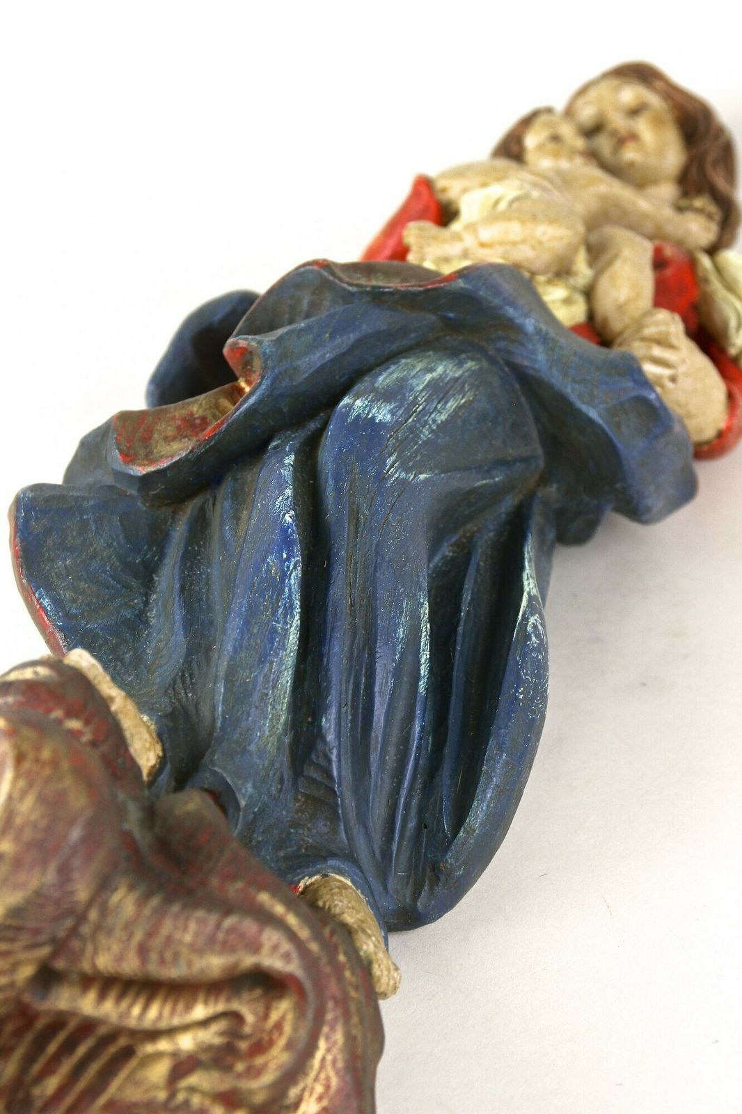 2770.0 18th Century Polychrome Virgin & Child Wall Sculpture, Handcarved, At Ca. 1760 photo