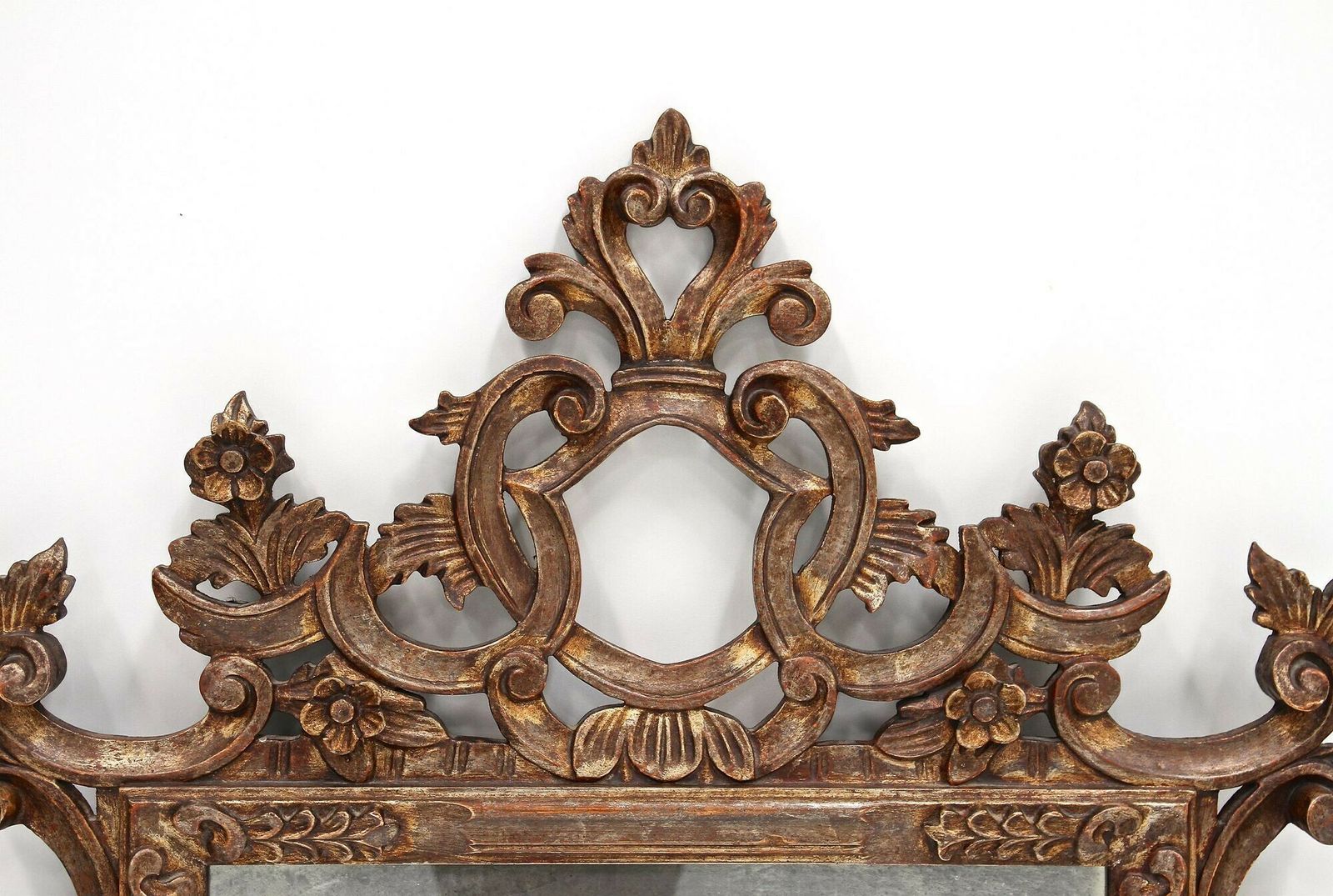 photo for sale 19th Century Silvered/ Bronzed Venetian Wall Mirror, Handcarved, Italy Ca. 1840