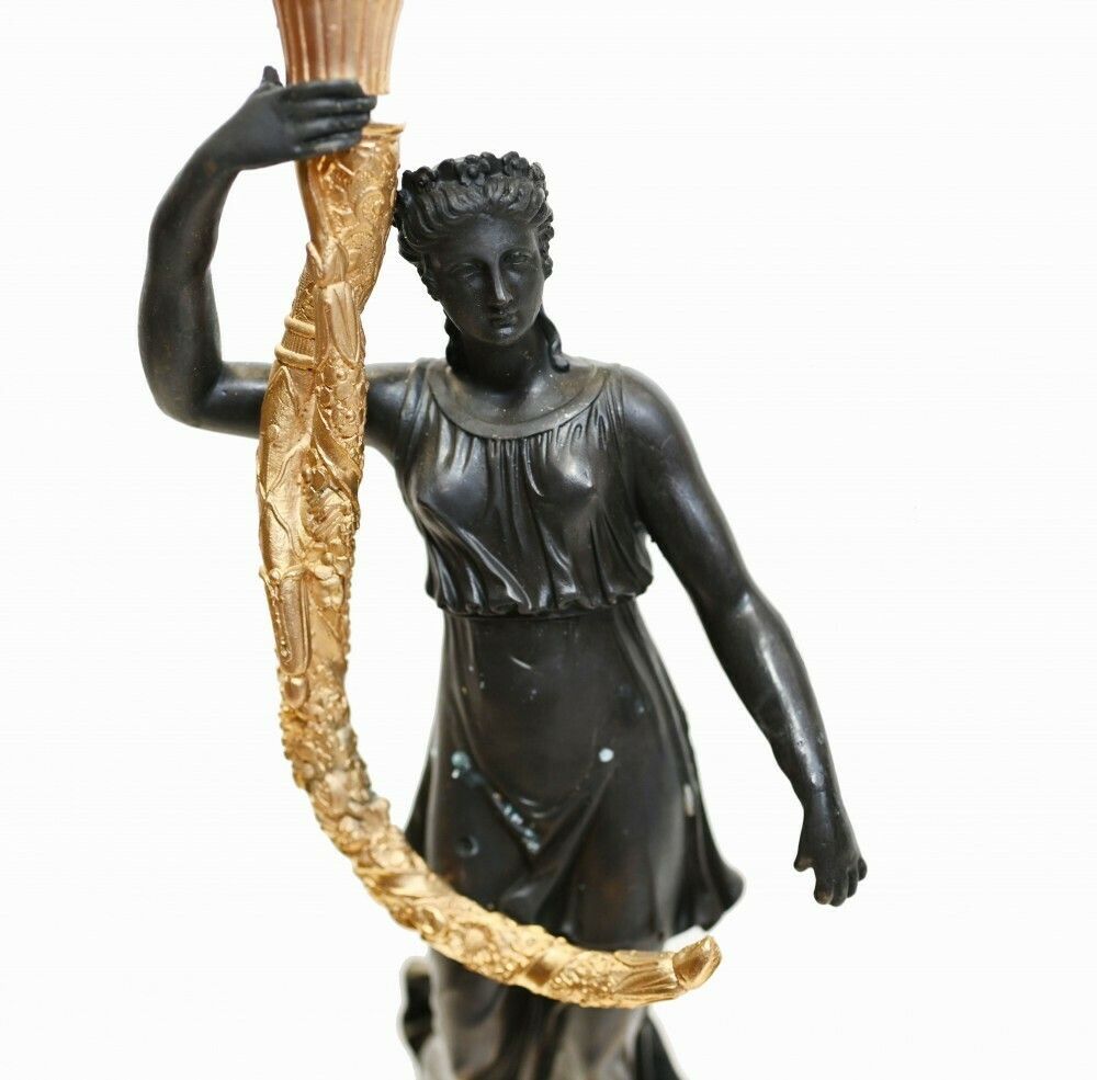Pair French Bronze Candelabras Maiden Regency Classical Gilt photo buy