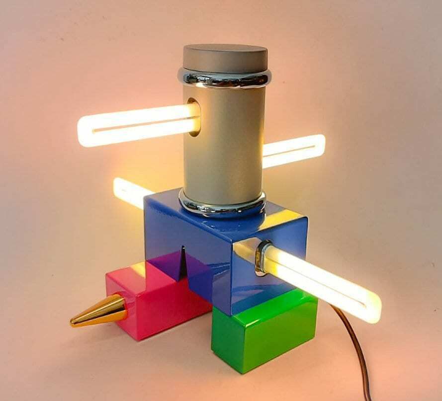 Rare Laurel Table Lamp Designed By Peter Shire For Memphis Vintage Pop Art Sottsass Group