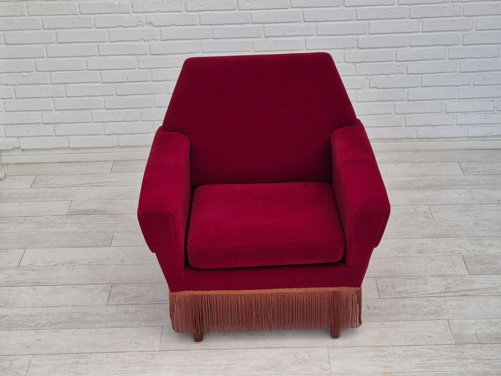 Furniture 1970s, Danish Armchair By Ryesberg Møbler, Original Condition, Velour Fabric. photo