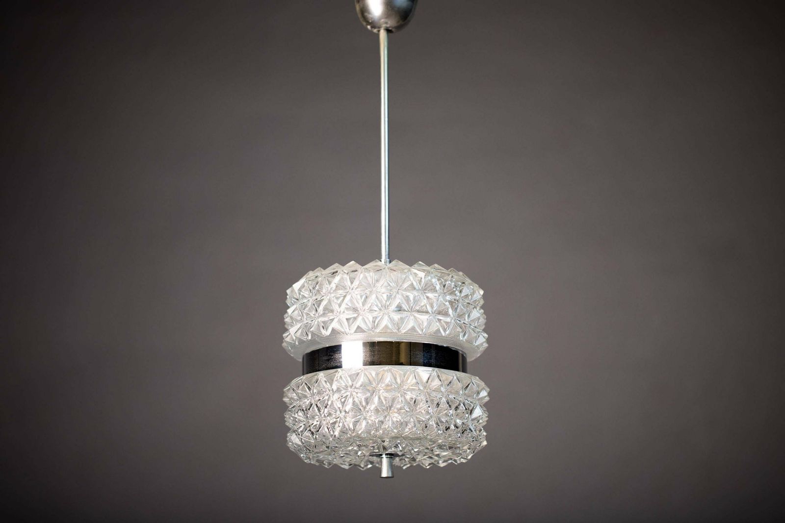 Vintage Crystal Glass Chandelier By Austrolux / 1960s Vienna Austria / Mid Century Pendant Light / Hanging Home Lighting photo vintage