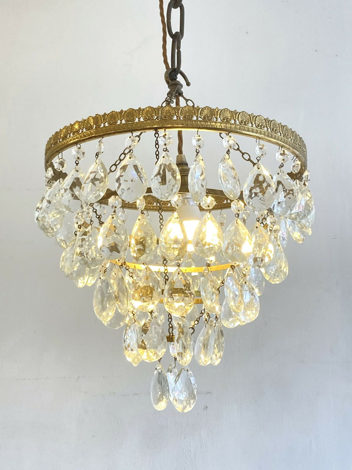 Vintage Waterfall Chandelier With Pear Drops photo furniture