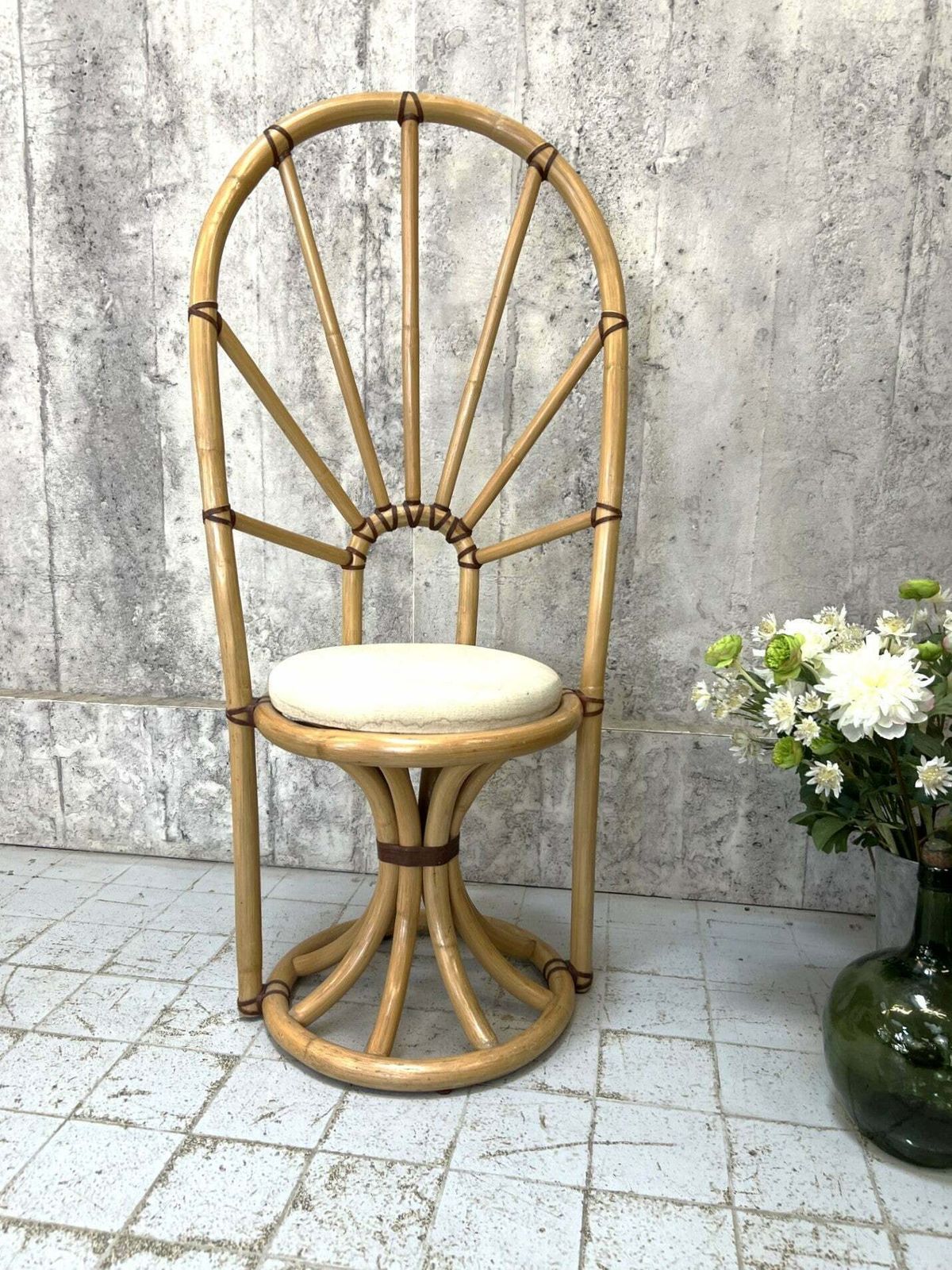 Individual Mid Century Bamboo Throne Chair photo for sale