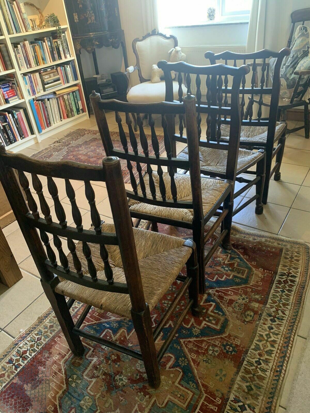 photo for sale A Mixed Set Of Four 19th Century Lancashire Spindleback Country Chairs.